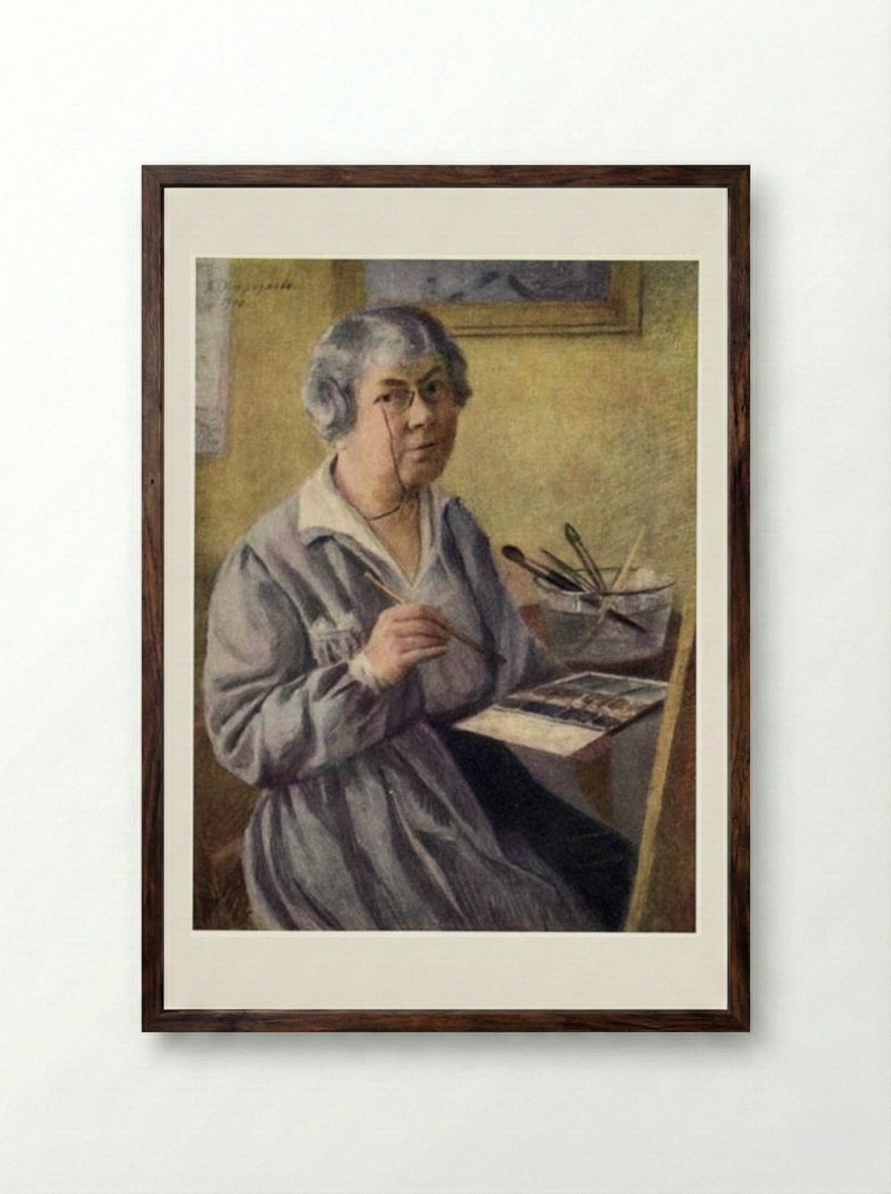 Self-portrait - Anna Ostroumova-Lebedeva - Framed Print Dark Wood
