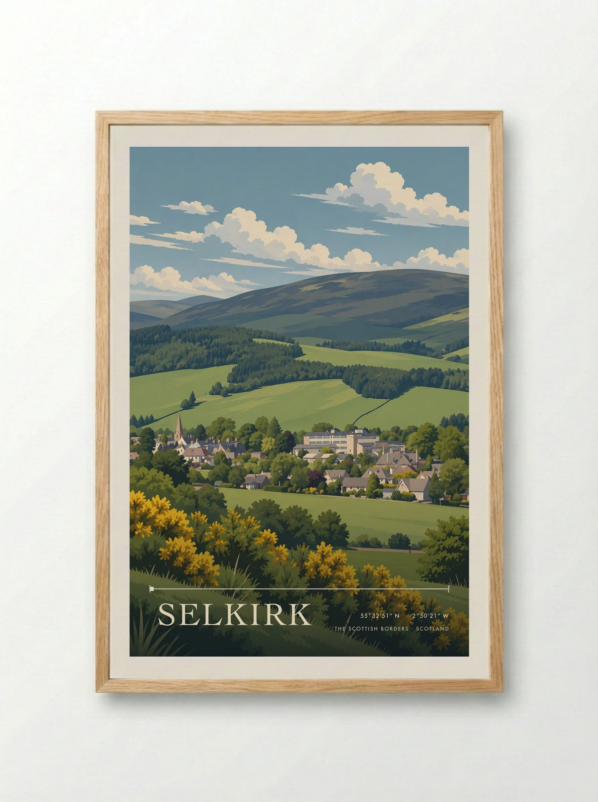 Selkirk, The Scottish Borders | Travel Poster - Framed Print Wood