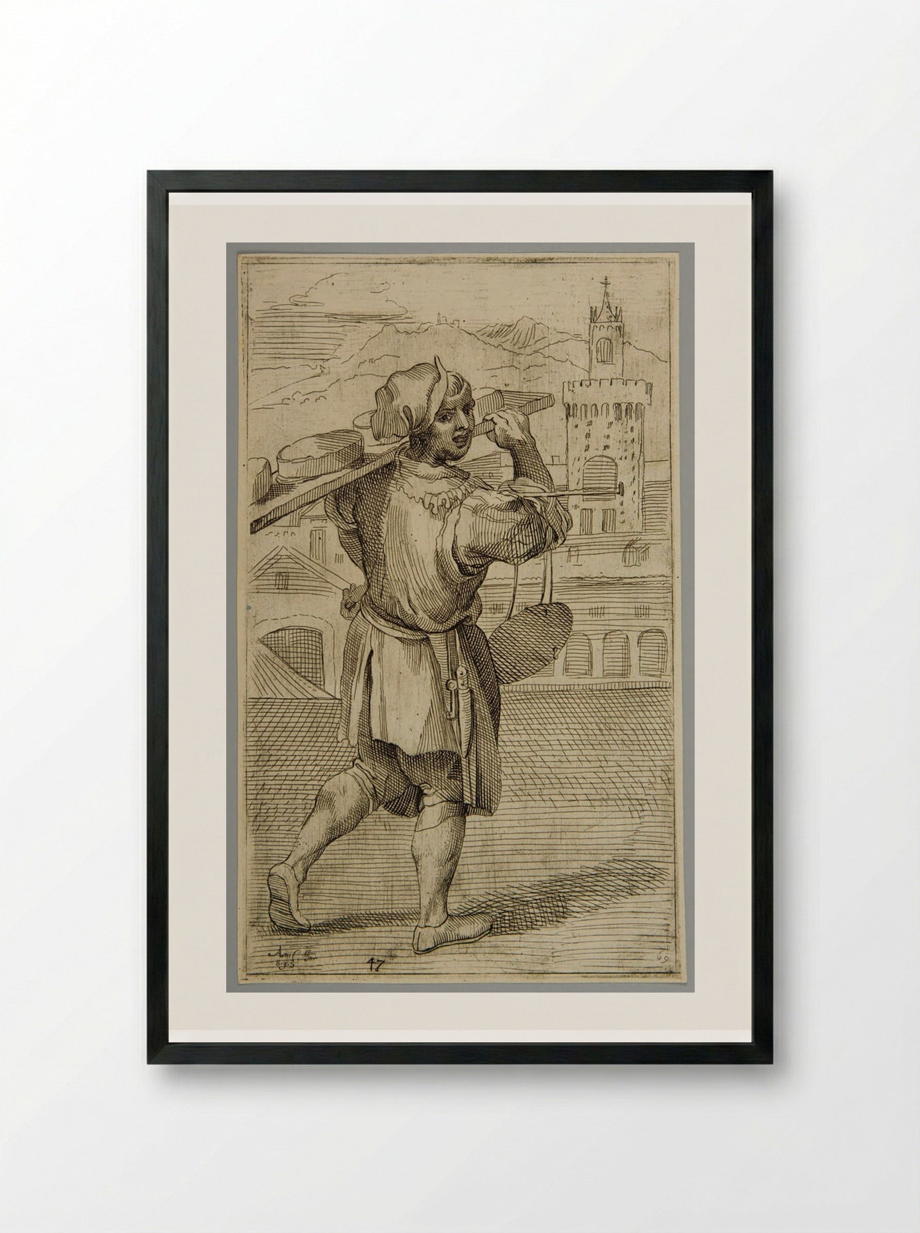 Selling fresh cheese!, plate 47 - Simon Guillain - Framed Print Black