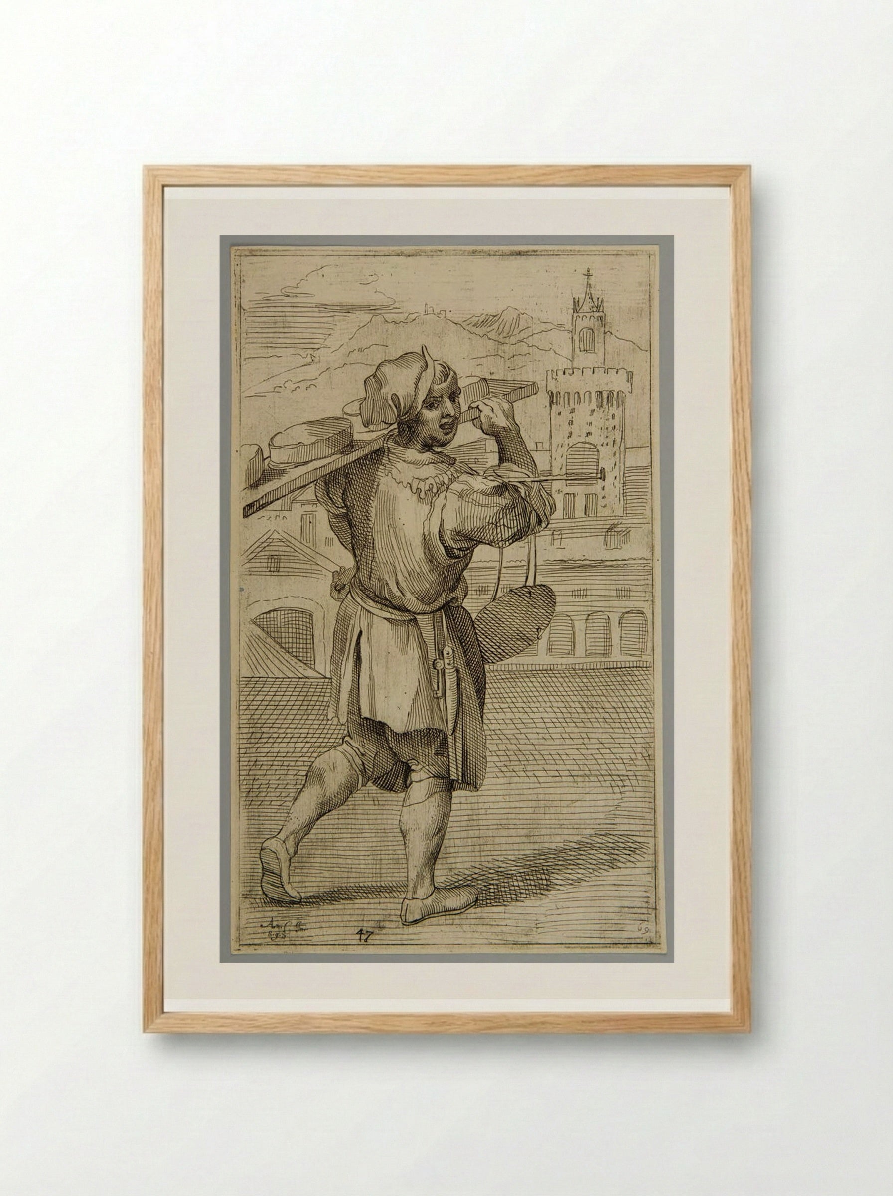 Selling fresh cheese!, plate 47 - Simon Guillain - Framed Print Wood