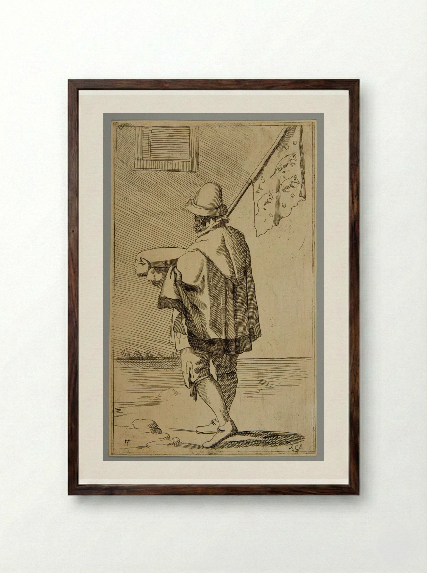 Selling mouse-food!, plate 13 - Simon Guillain - Framed Print Dark Wood