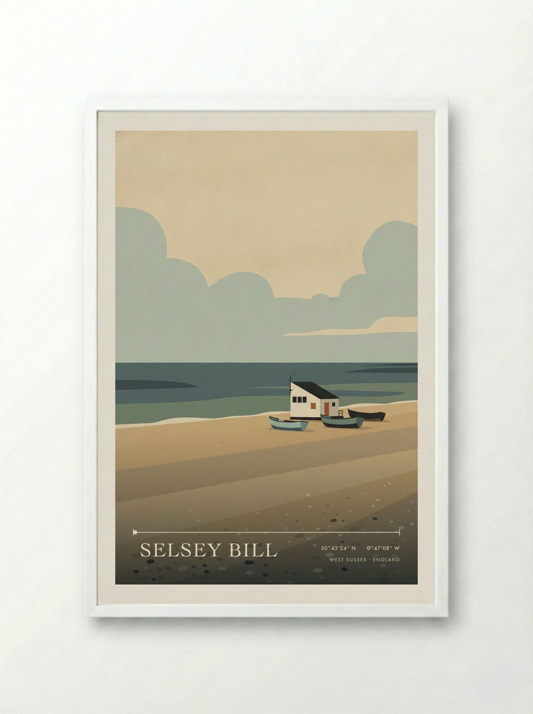Selsey Bill West Sussex England Travel Poster - Framed Print White