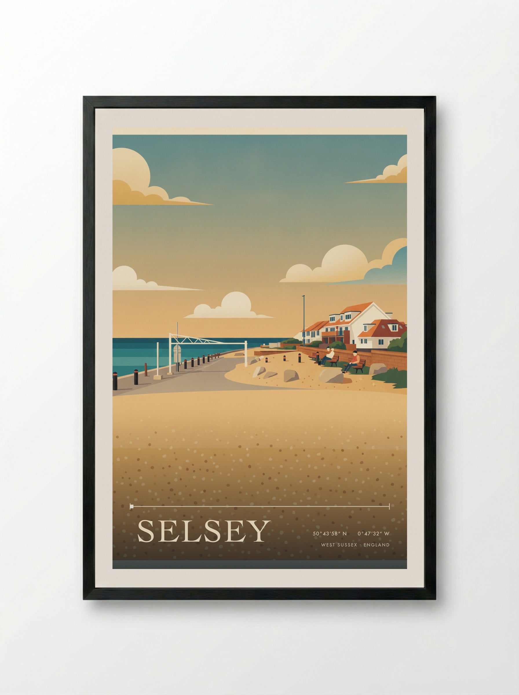 Selsey West Sussex England Travel Poster - Framed Print Black