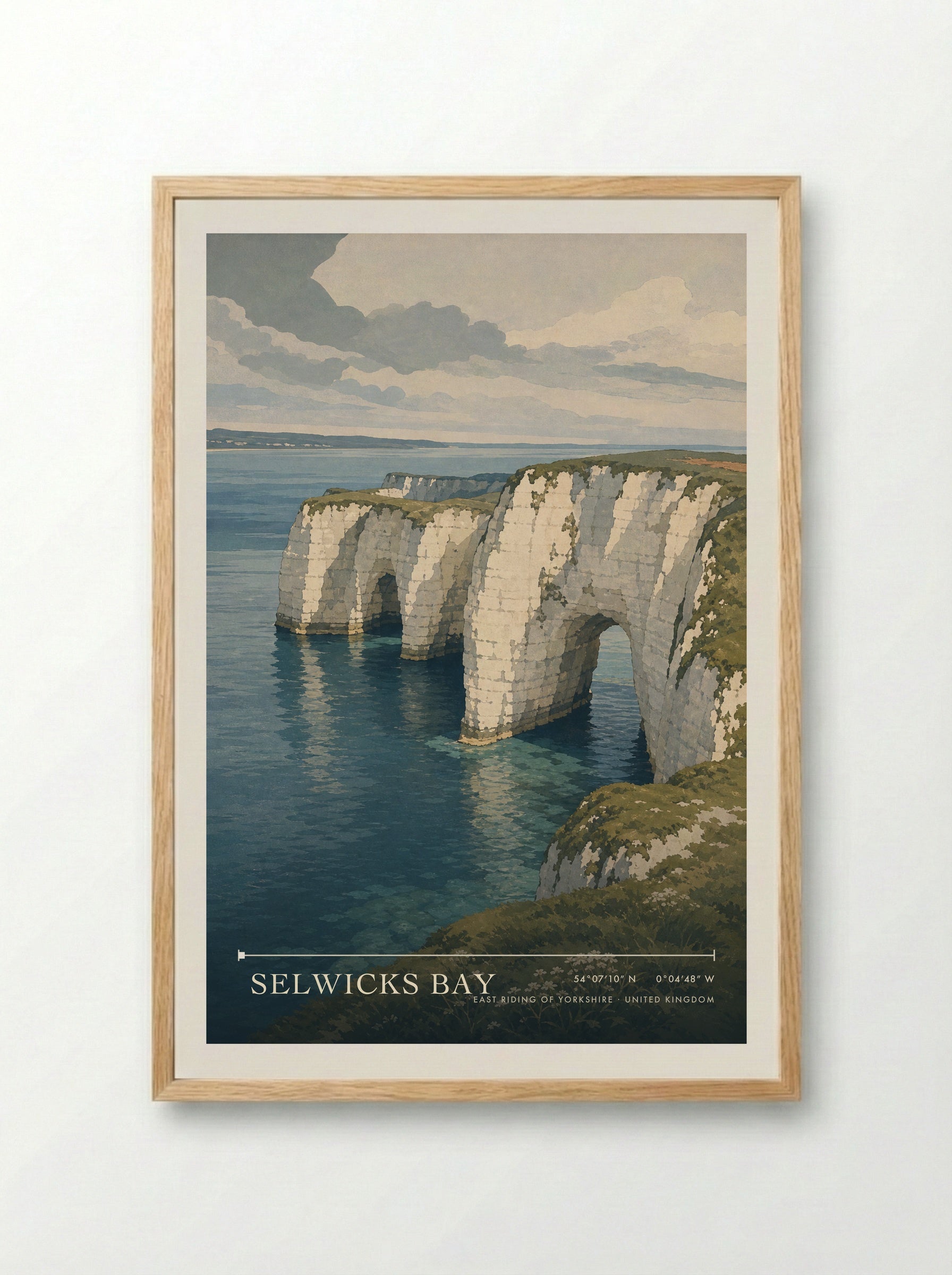 Selwicks Bay East Riding of Yorkshire United Kingdom Travel Poster - Framed Print Wood