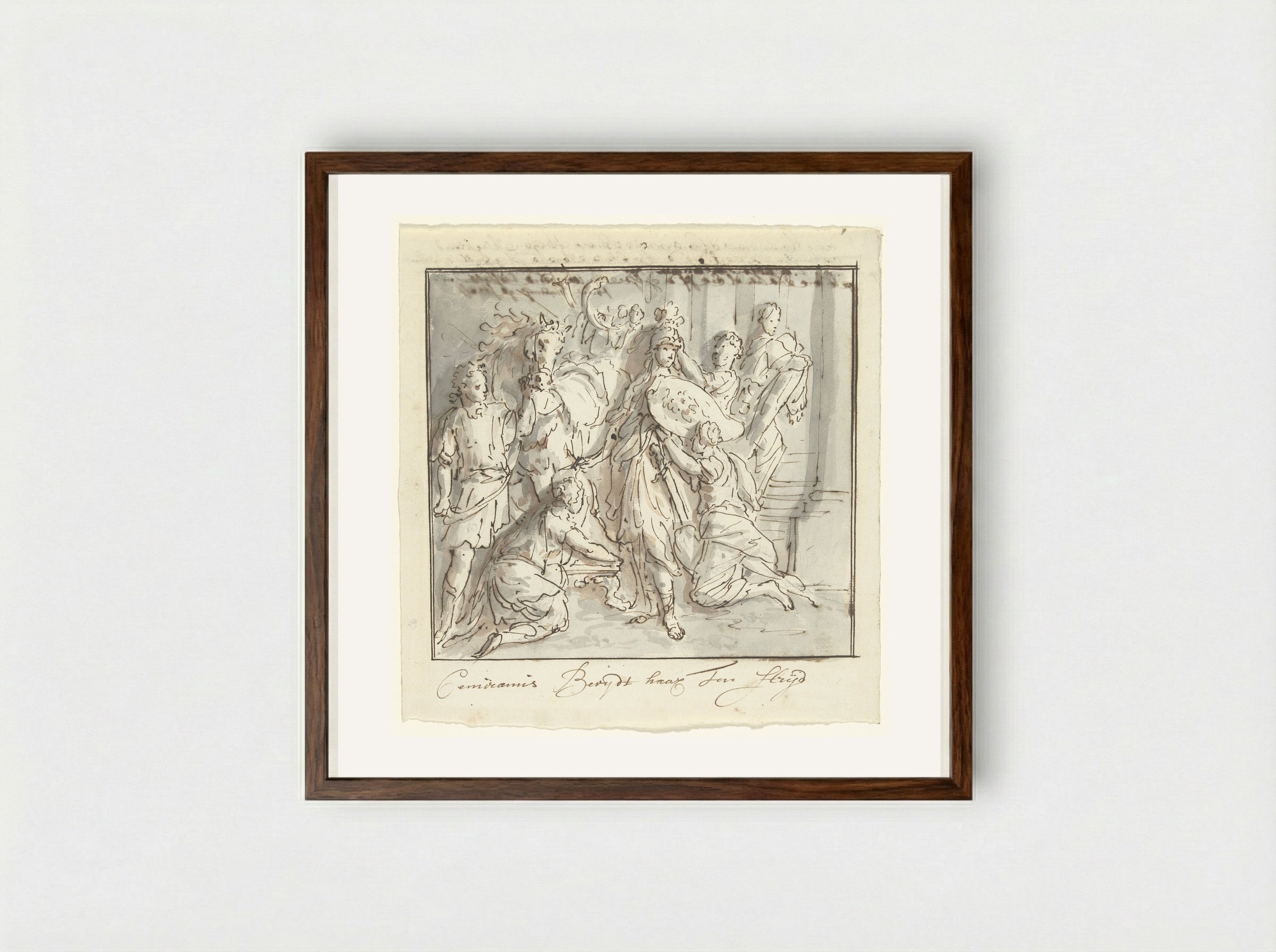 Semiramis Prepares for Battle - Elias van Nijmegen - Framed Print Dark Wood