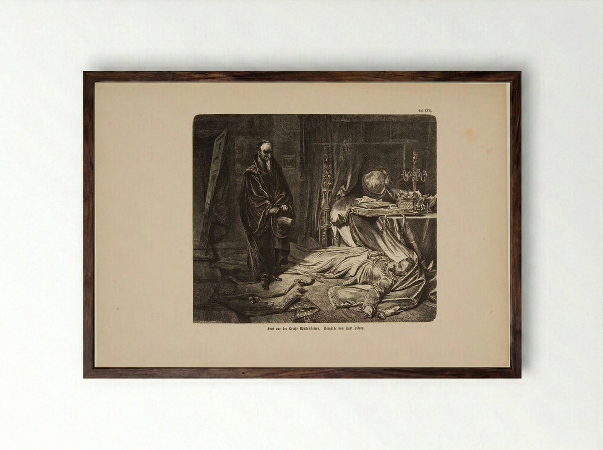 Seni Before the Corpse of Wallenstein - Richard Illner - Framed Print Dark Wood