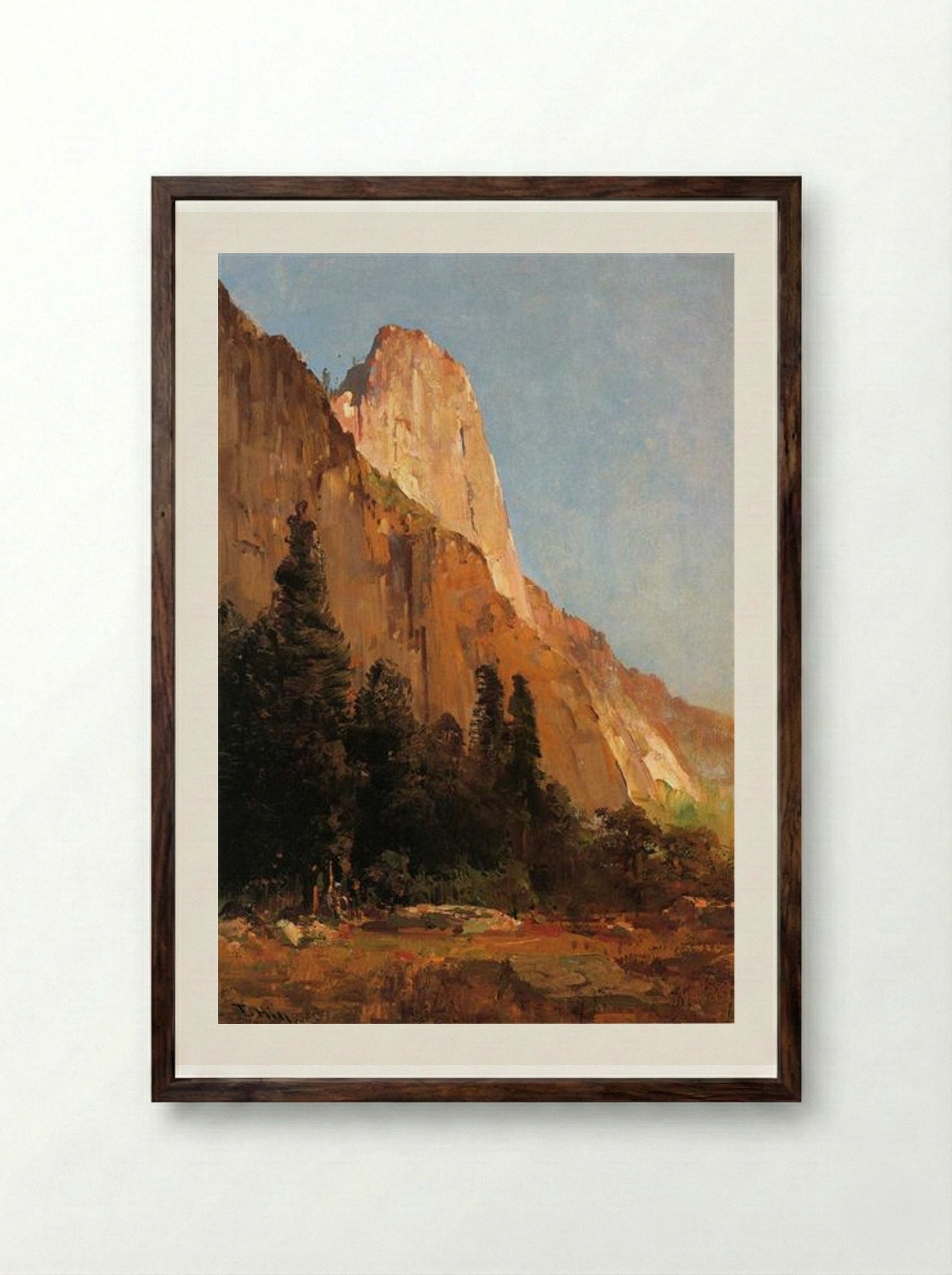 Sentinel Rock, Yosemite - Thomas Hill - Framed Print Dark Wood
