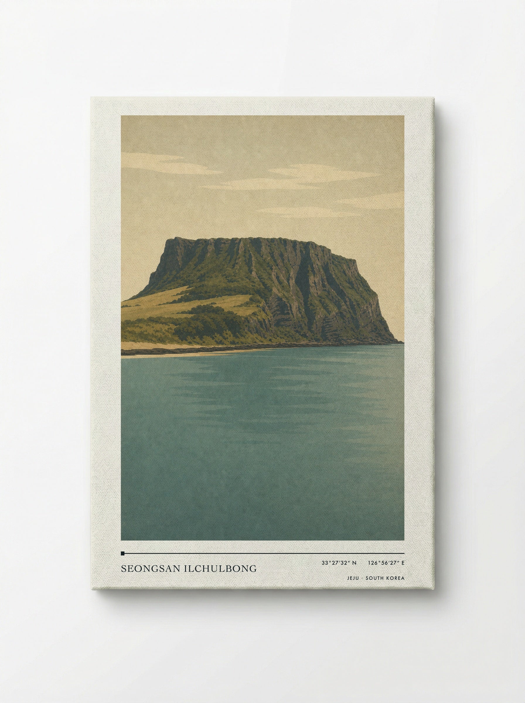 Seongsan Ilchulbong Travel Poster Artwork - Canvas