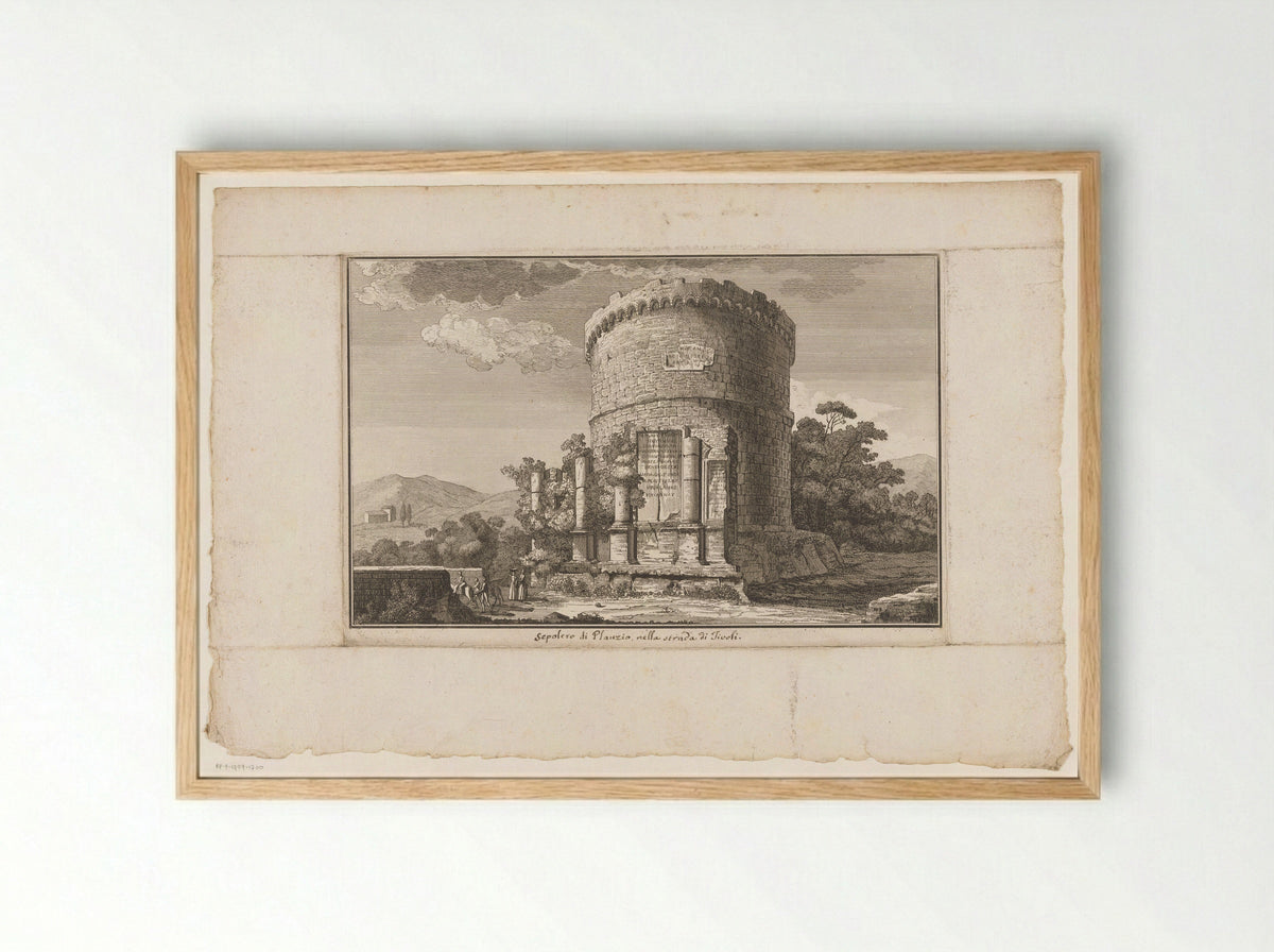 Sepolcro di Plauzio, nella strada di Tivoli - Giuseppe Vasi - Framed Print Wood