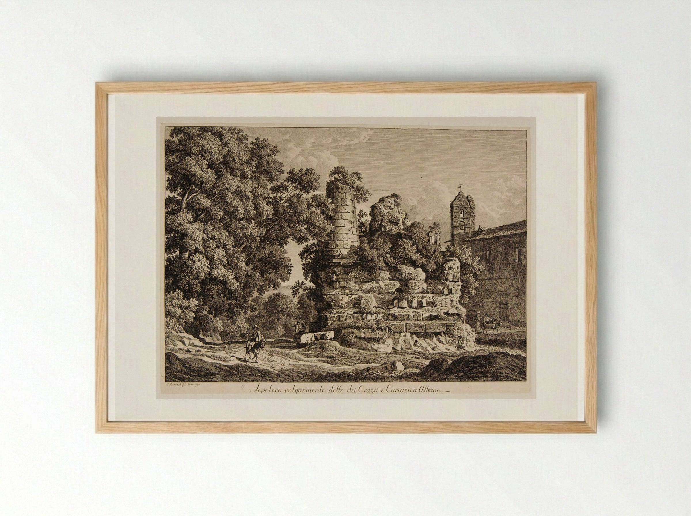 Sepolcro volgarmente detto dei Orazii e Curiazii a Albano - Johann Christian Reinhart - Framed Print Wood