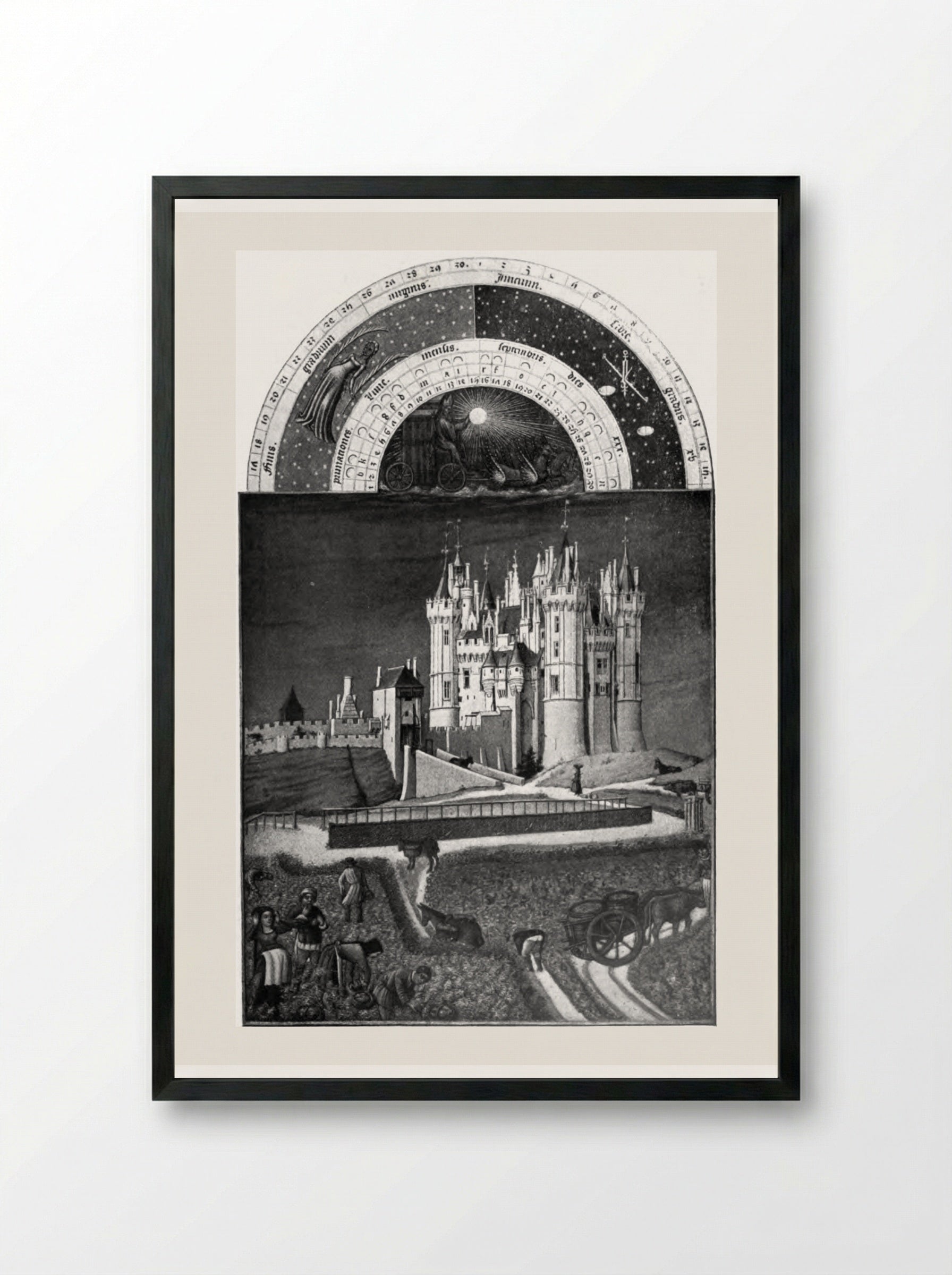 September - Limbourg brothers - Framed Print Black