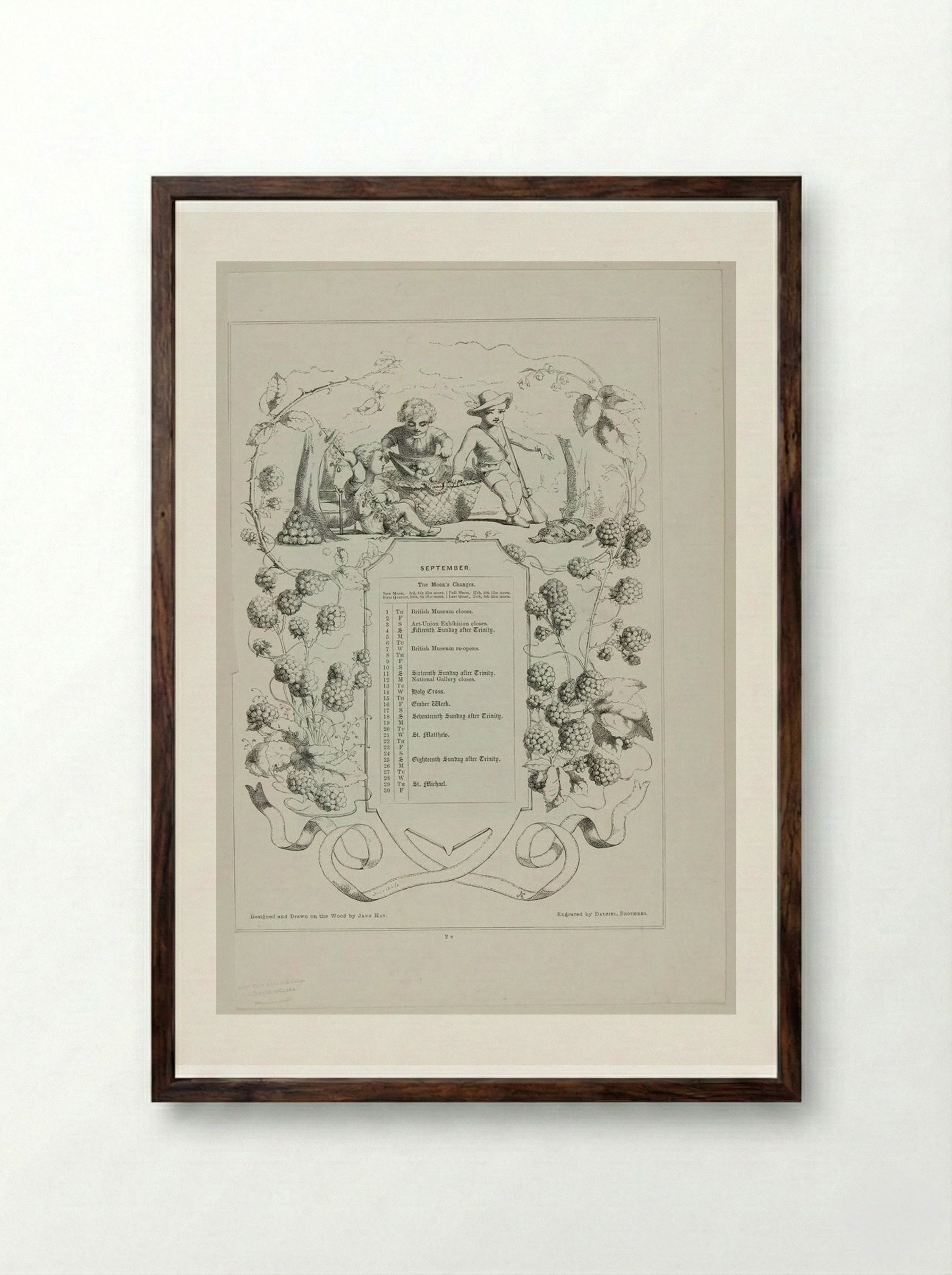 September - Edward Dalziel - Framed Print Dark Wood