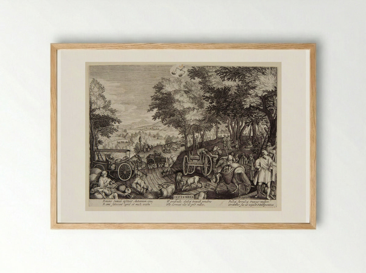September - Aegidius Sadeler II - Framed Print Wood
