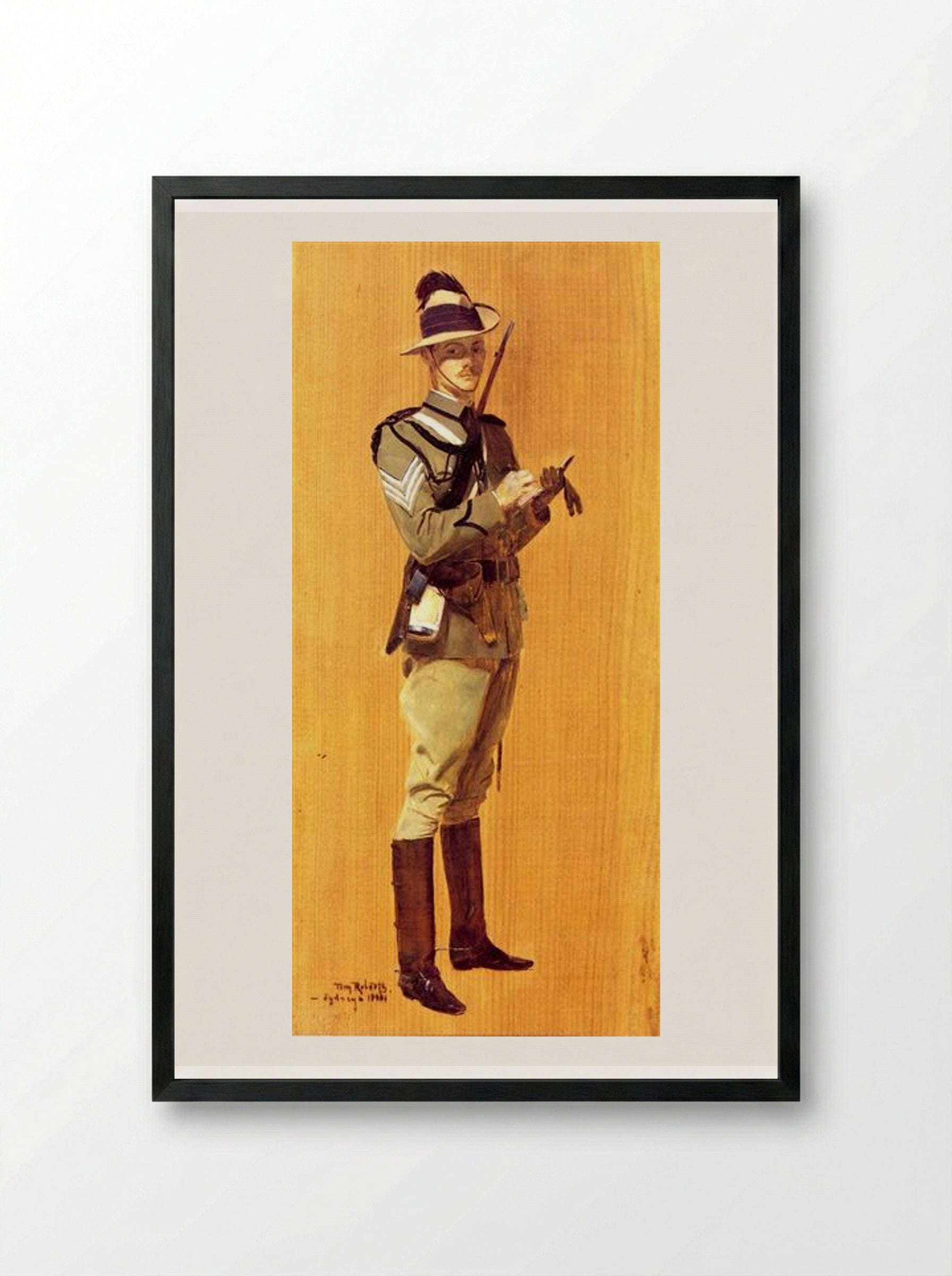 Sergeant R.D. Fraser, Mounted Rifles - Tom Roberts - Framed Print Black