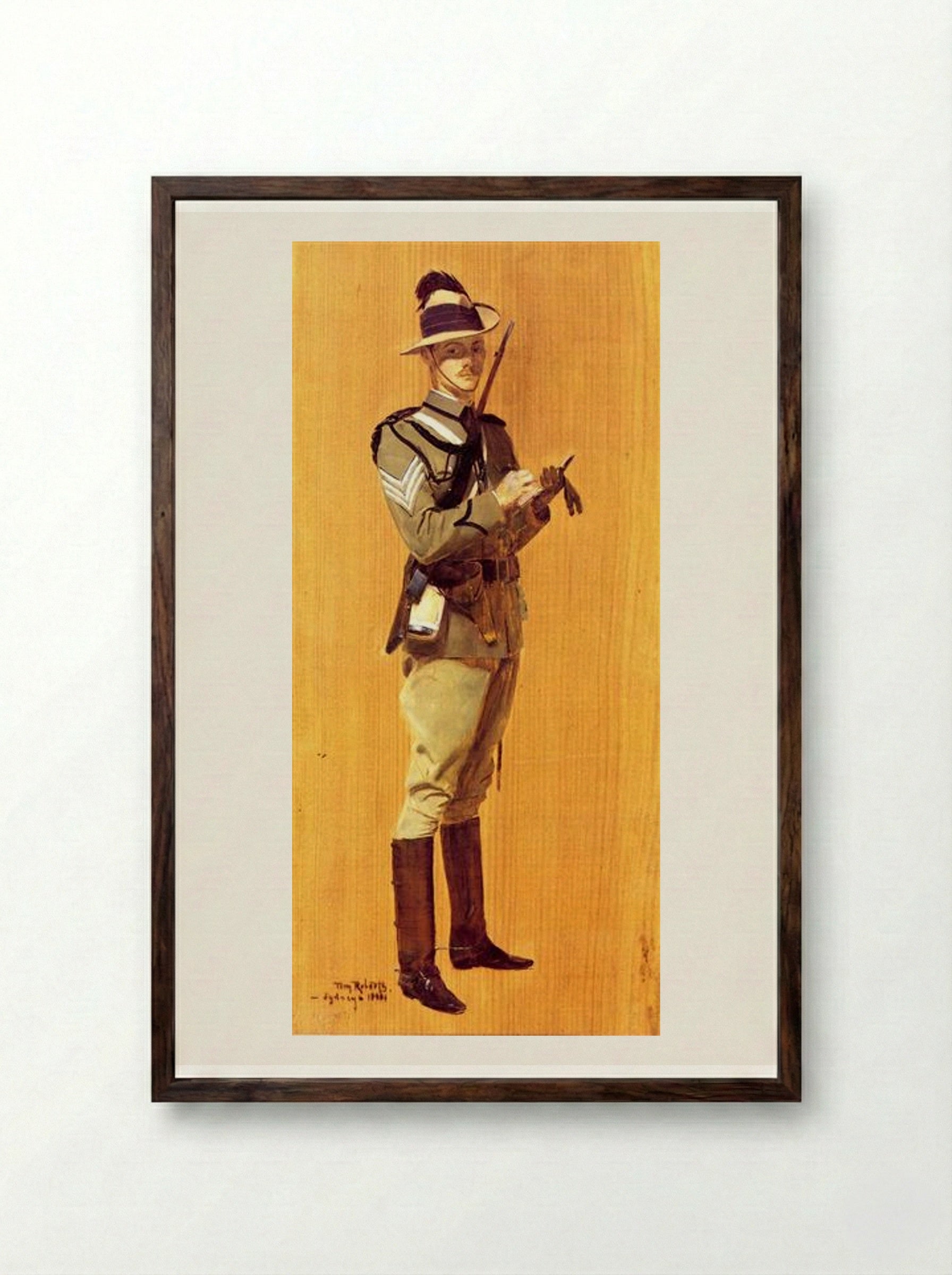 Sergeant R.D. Fraser, Mounted Rifles - Tom Roberts - Framed Print Dark Wood
