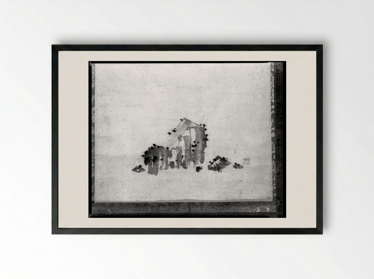 Set of Three Paintings of Rocks - Shōkadō Shōjō - Framed Print Black