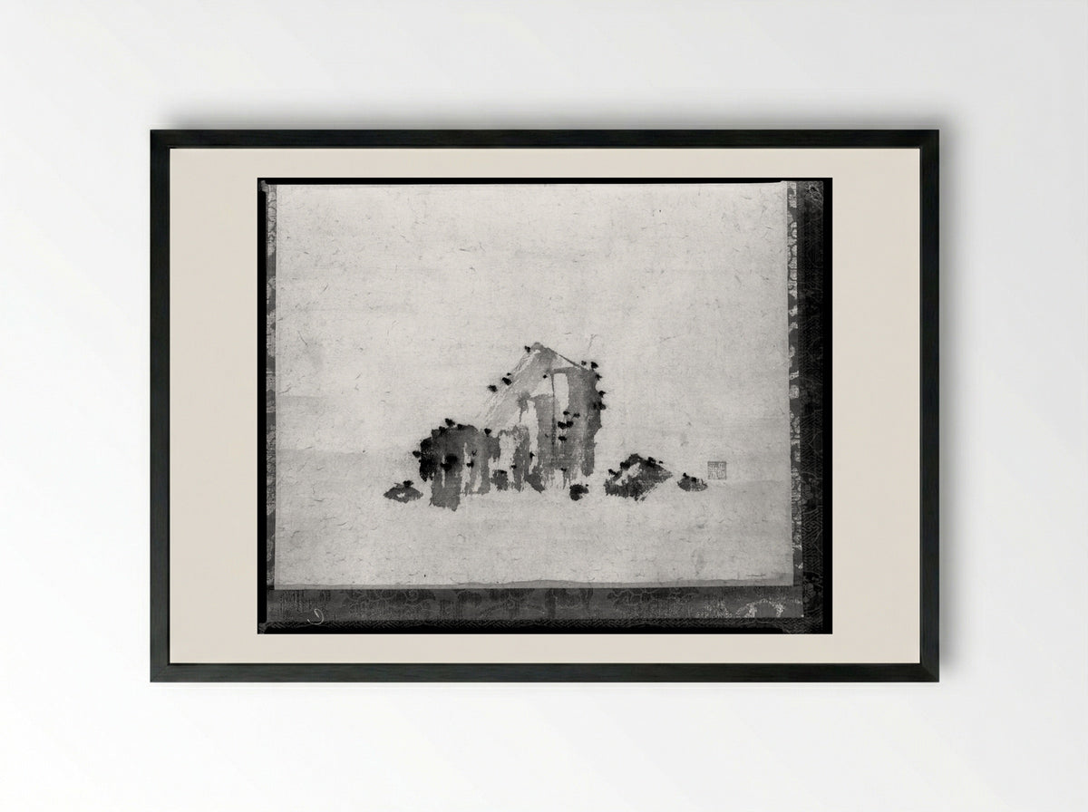 Set of Three Paintings of Rocks - Shōkadō Shōjō - Framed Print Black
