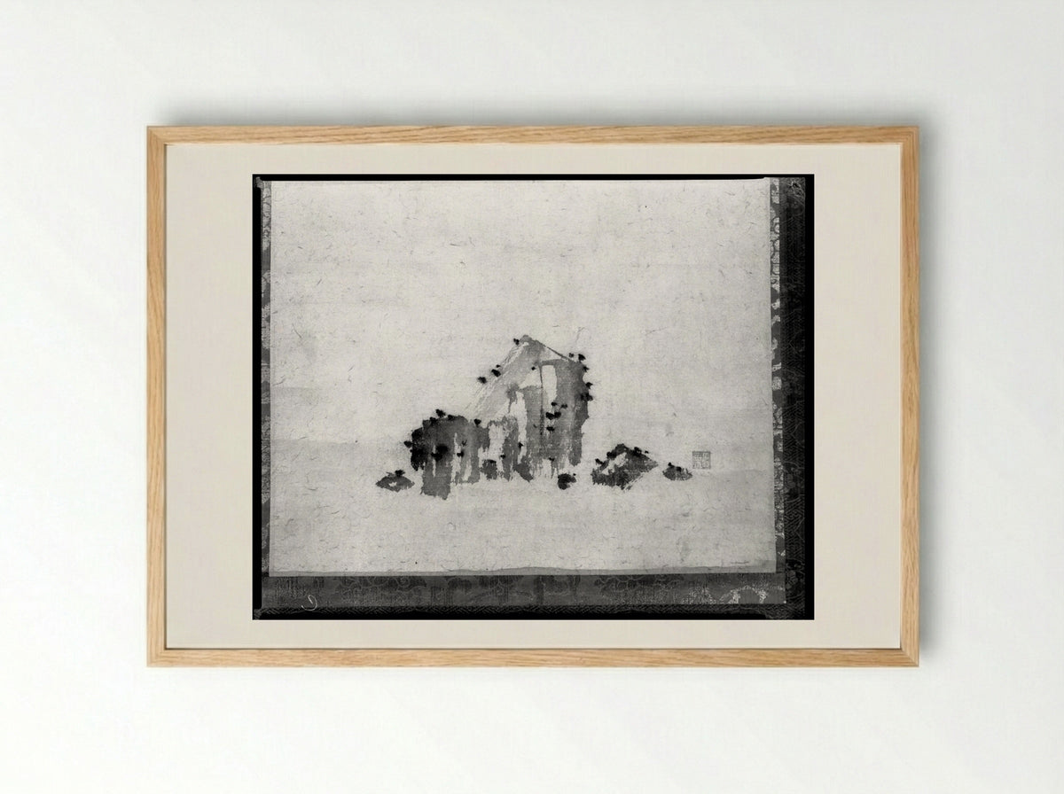 Set of Three Paintings of Rocks - Shōkadō Shōjō - Framed Print Wood