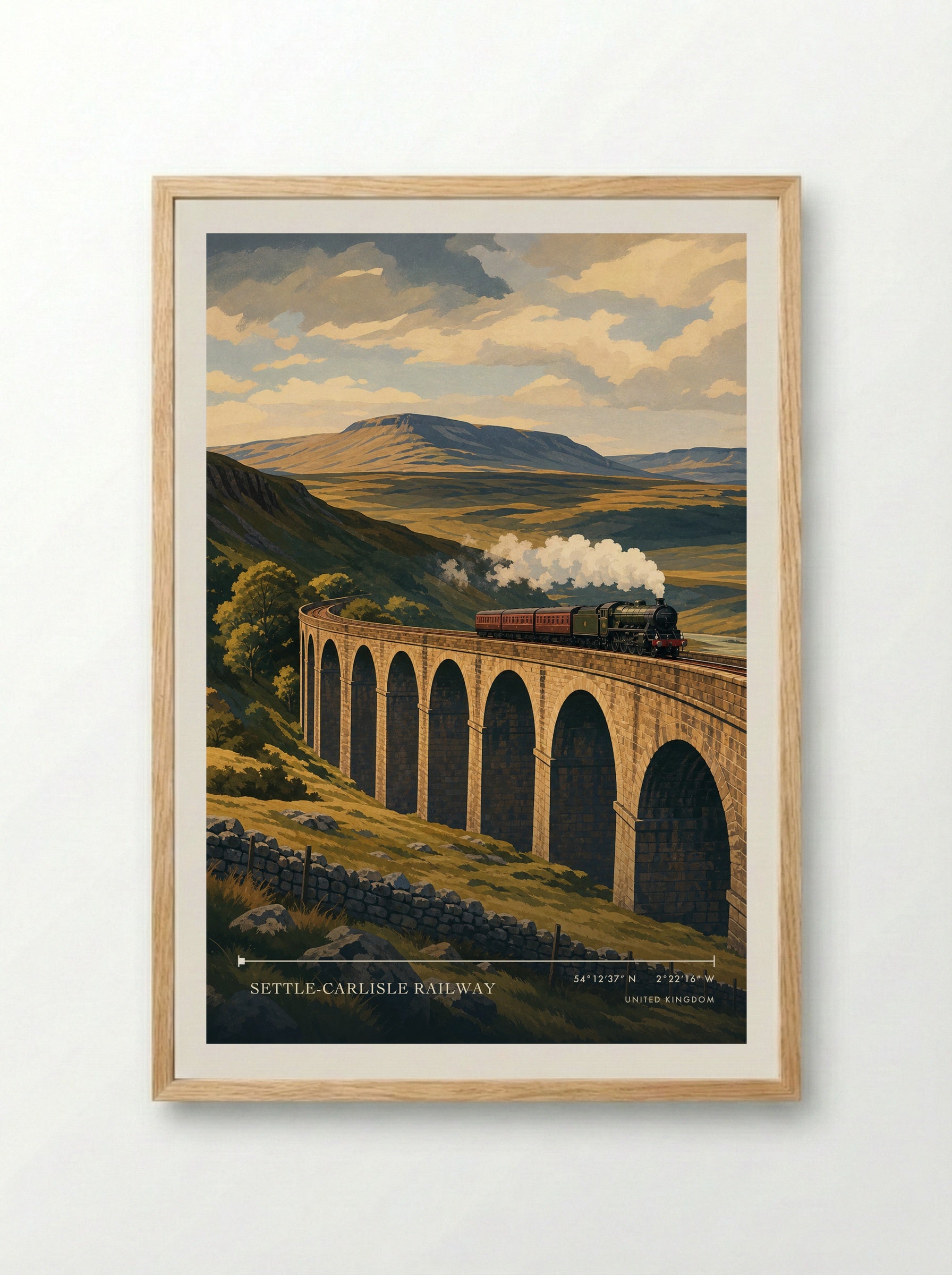 Settle-Carlisle Railway United Kingdom Travel Poster - Framed Print Wood
