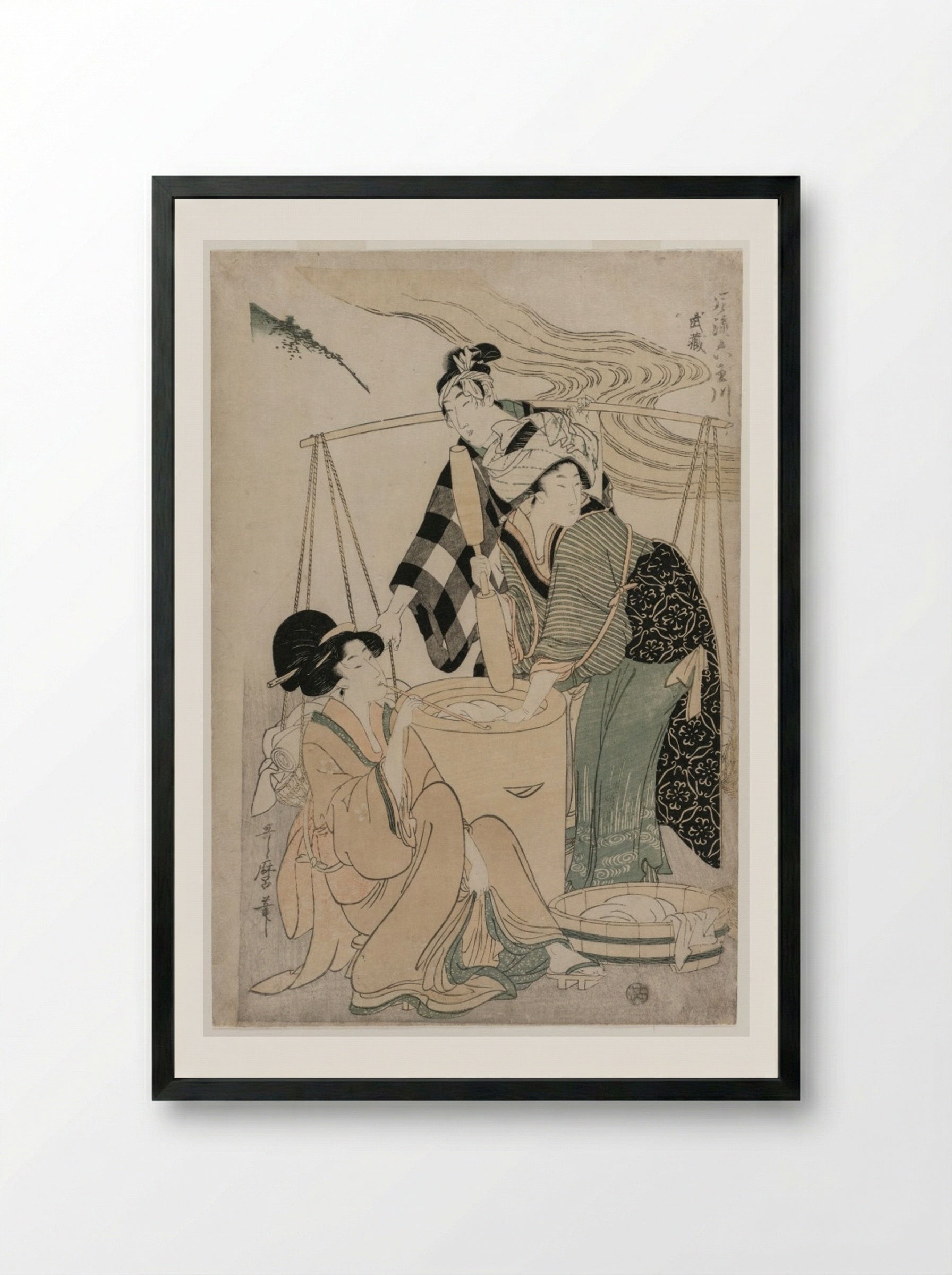 Settsu Province from the series Fashionable Six Jewel Rivers - Kitagawa Utamaro - Framed Print Black