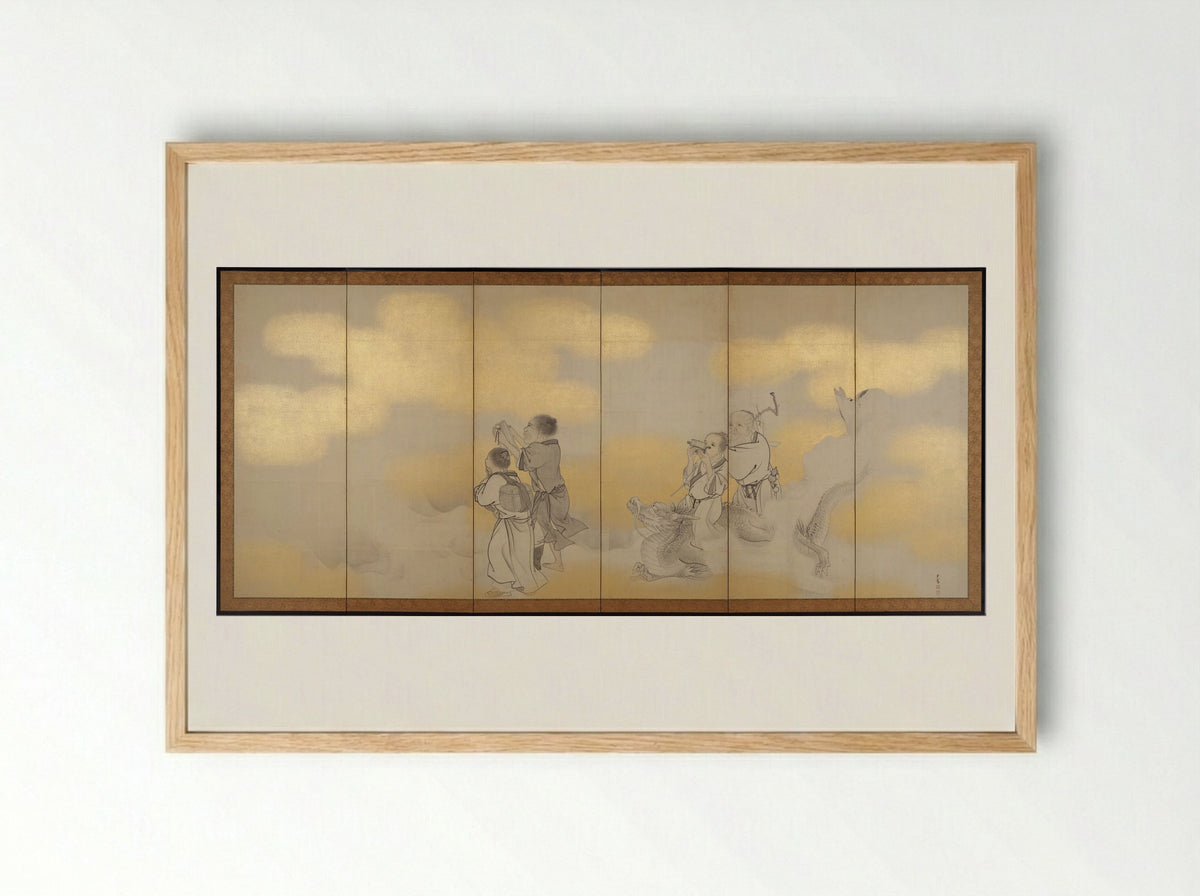 Seven Chinese Immortals - Matsumura Goshun - Framed Print Wood