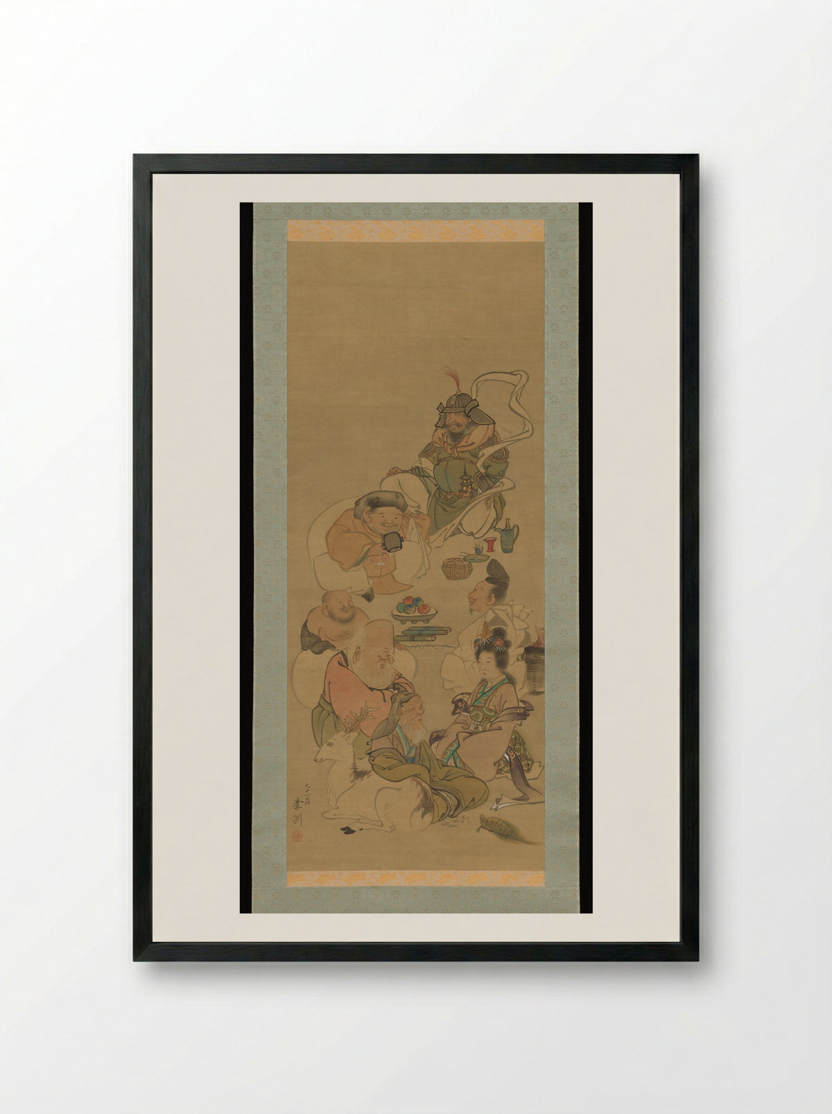 Seven Gods of Good Fortune - Nagasawa Roshū - Framed Print Black
