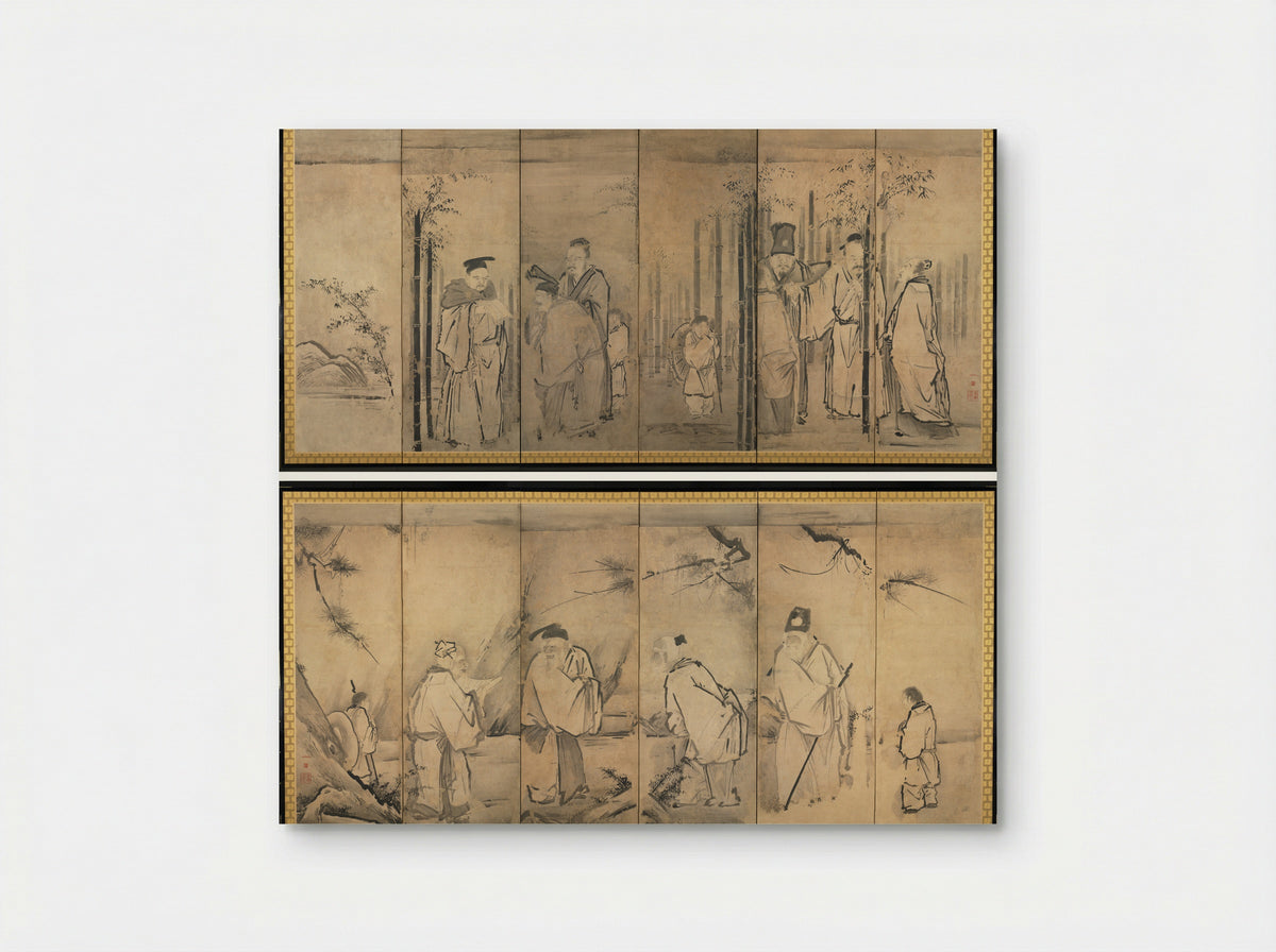 Seven Sages of the Bamboo Grove; Four Elders of Mt. Shang - Kano Tan’yū - Poster