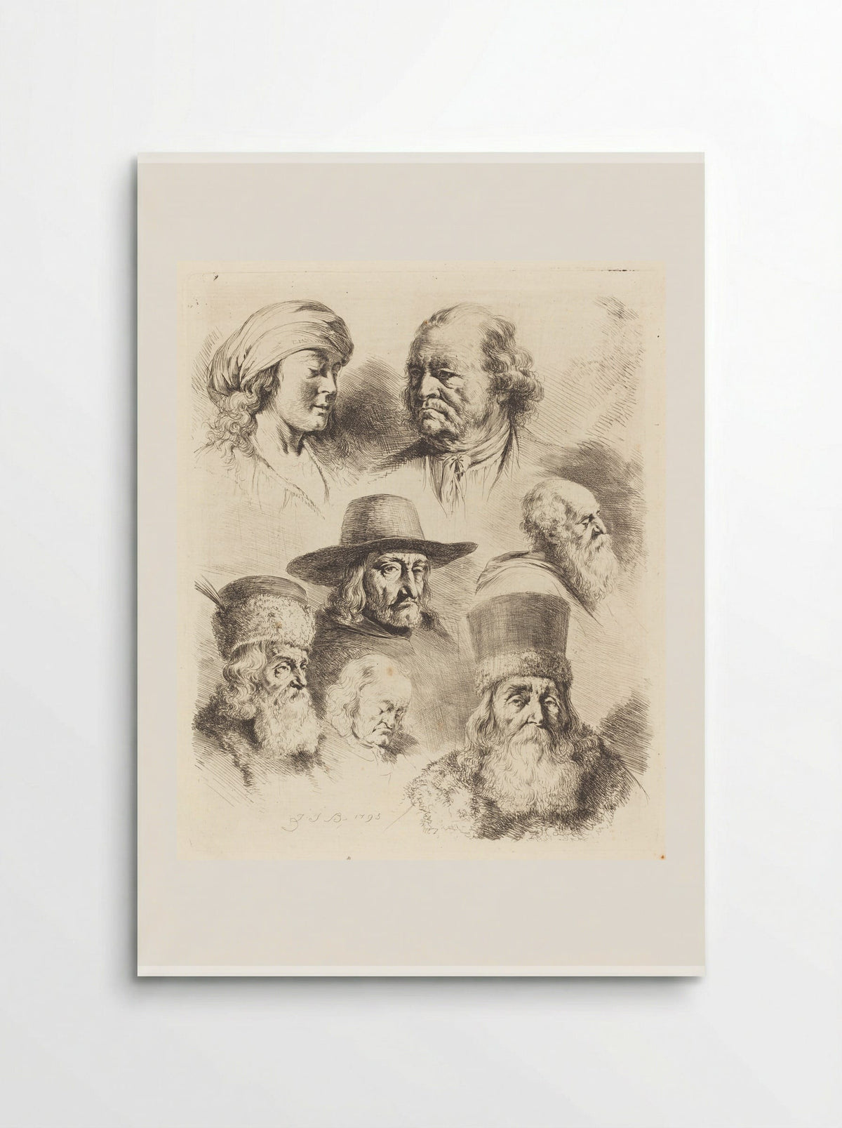 Seven Studies of Heads - Jean-Jacques de Boissieu - Poster