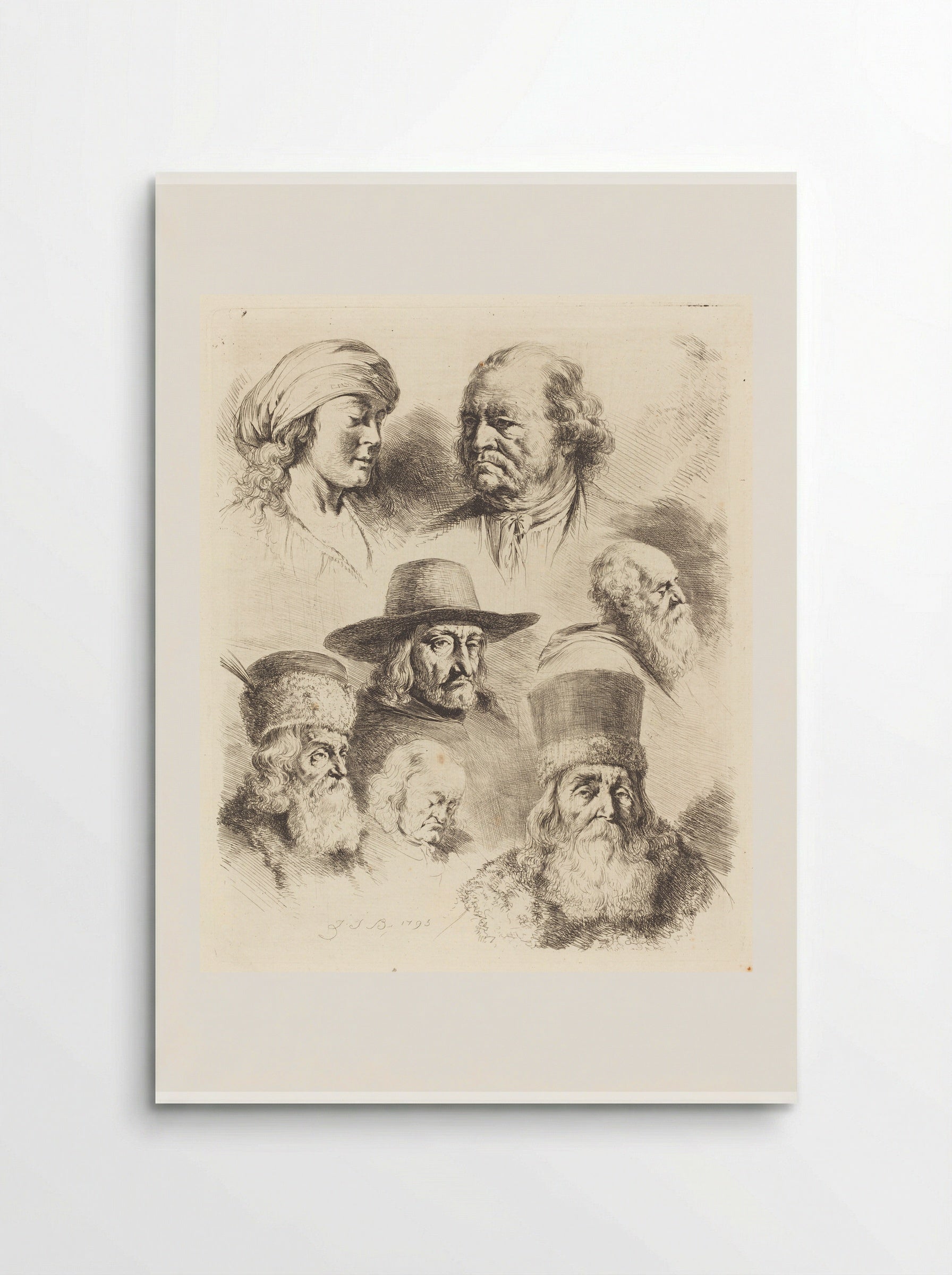 Seven Studies of Heads - Jean-Jacques de Boissieu - Poster