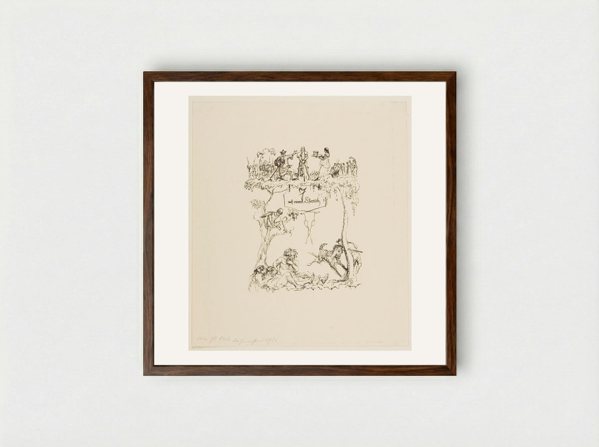Seven at a Blow - Max Slevogt - Framed Print Dark Wood