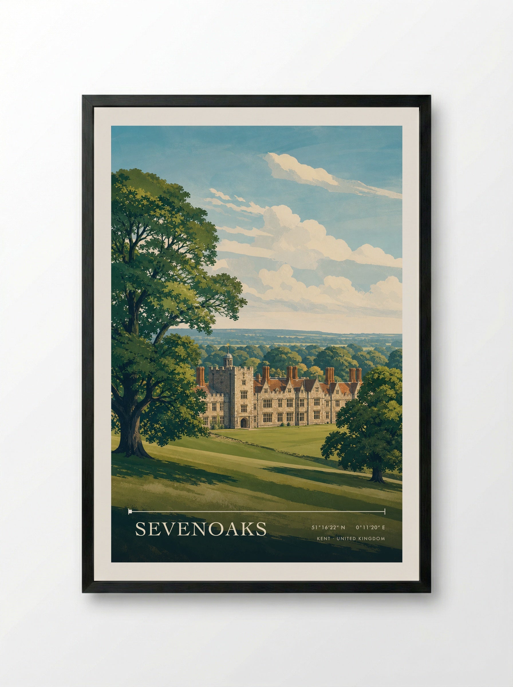 Sevenoaks Kent United Kingdom Travel Poster - Framed Print Black