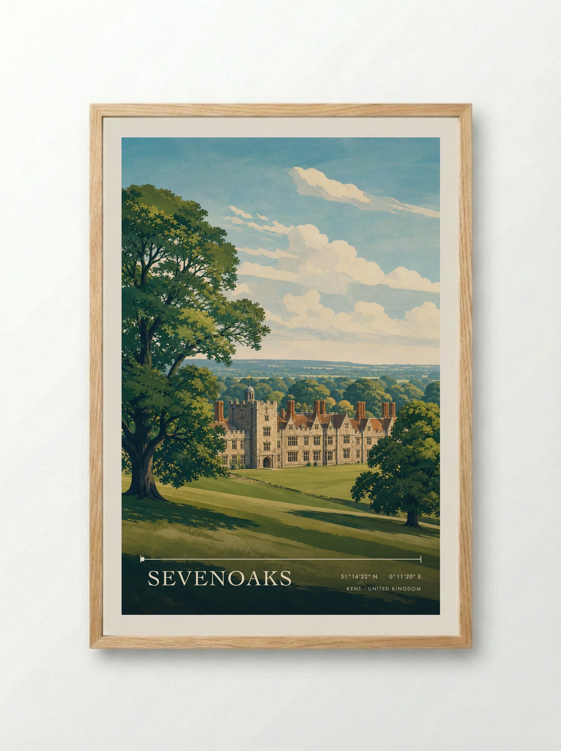 Sevenoaks Kent United Kingdom Travel Poster - Framed Print Wood