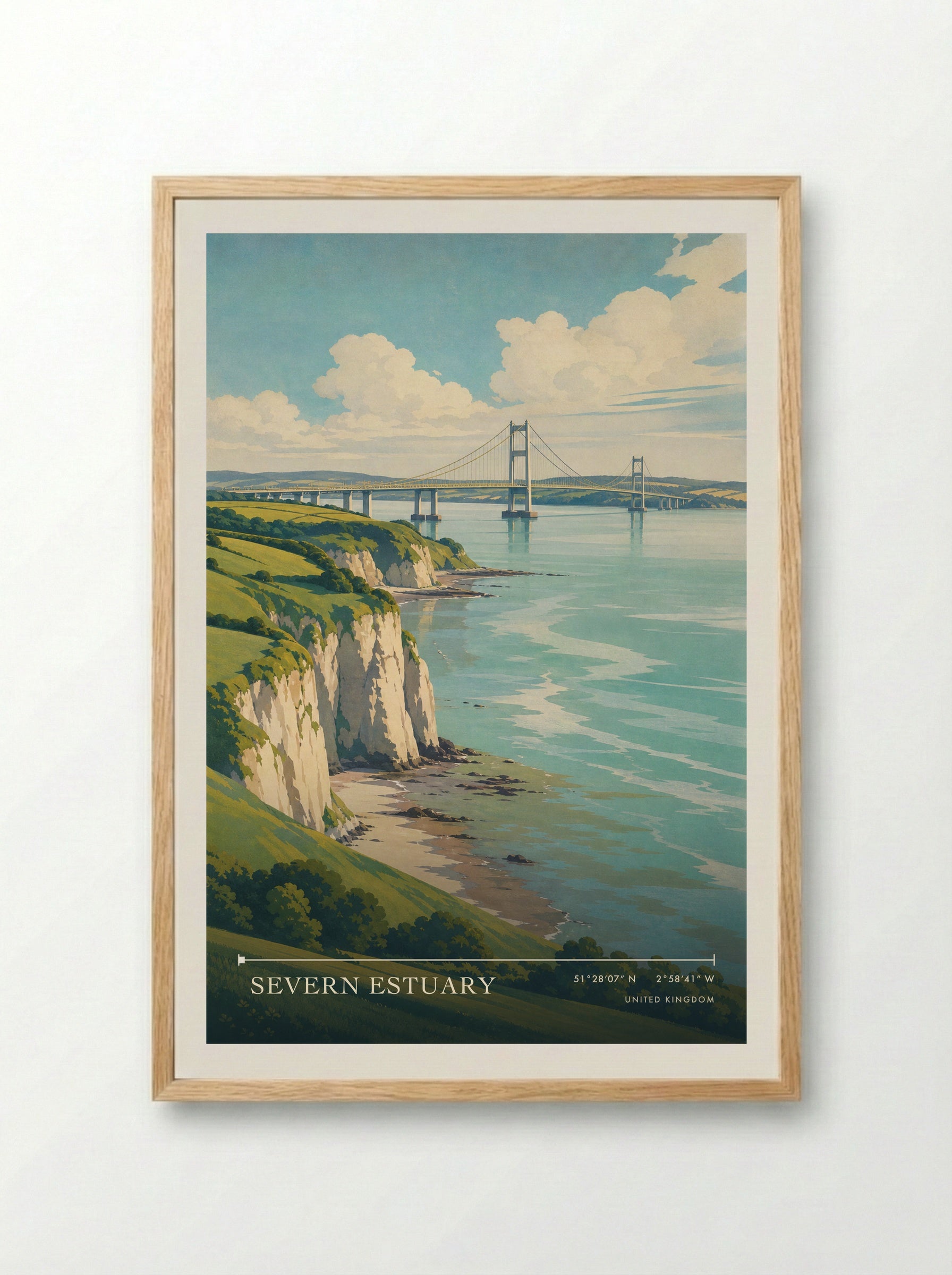 Severn Estuary United Kingdom Travel Poster - Framed Print Wood