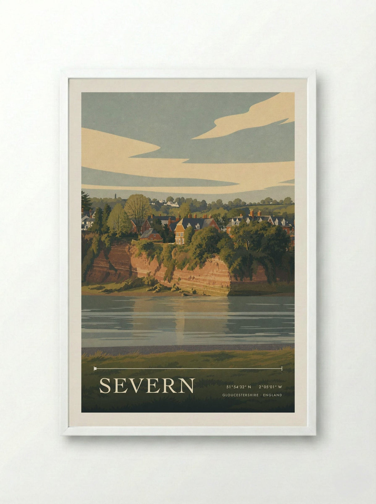 Severn Gloucestershire England Travel Poster - Framed Print White