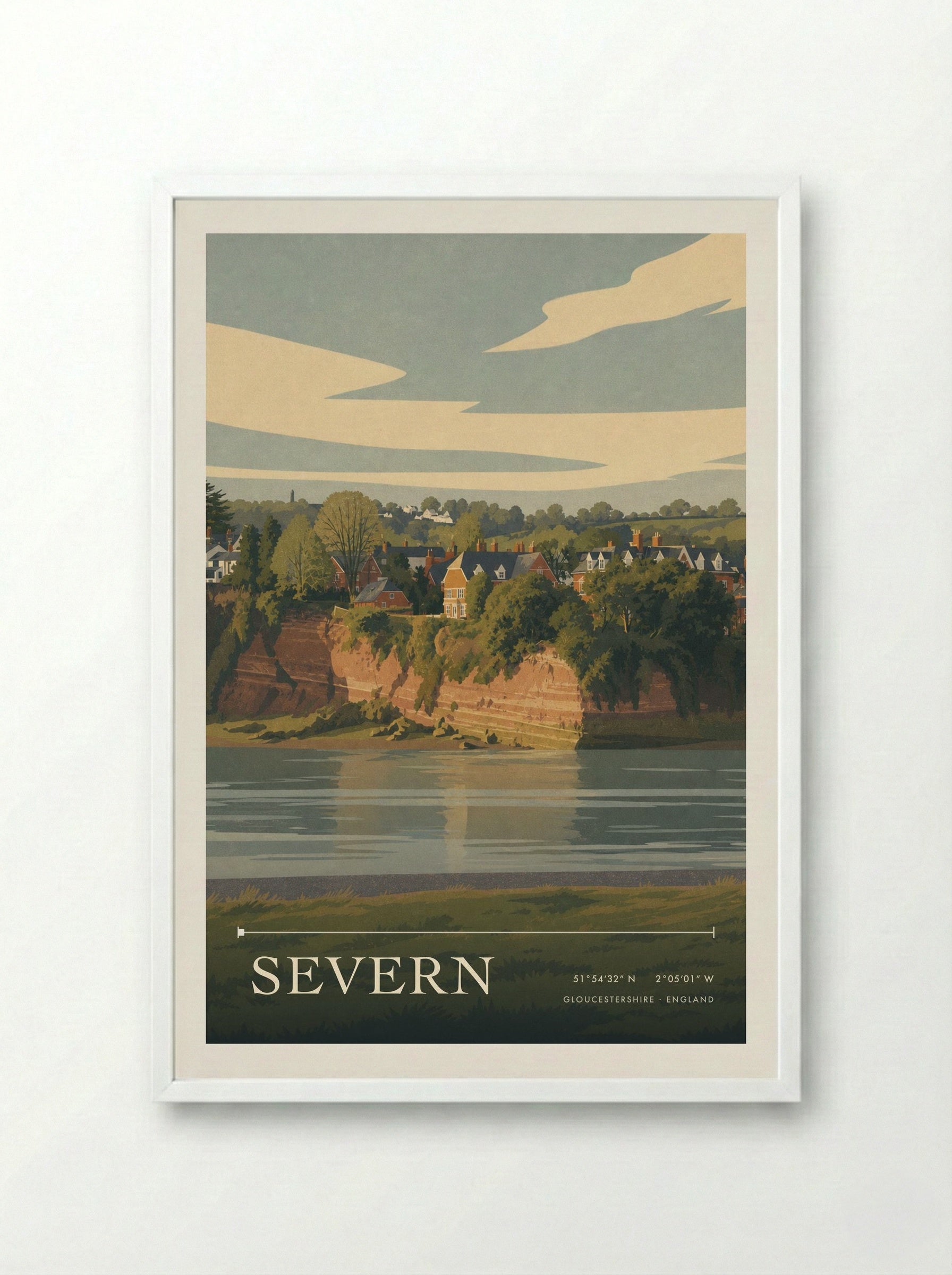 Severn Gloucestershire England Travel Poster - Framed Print White