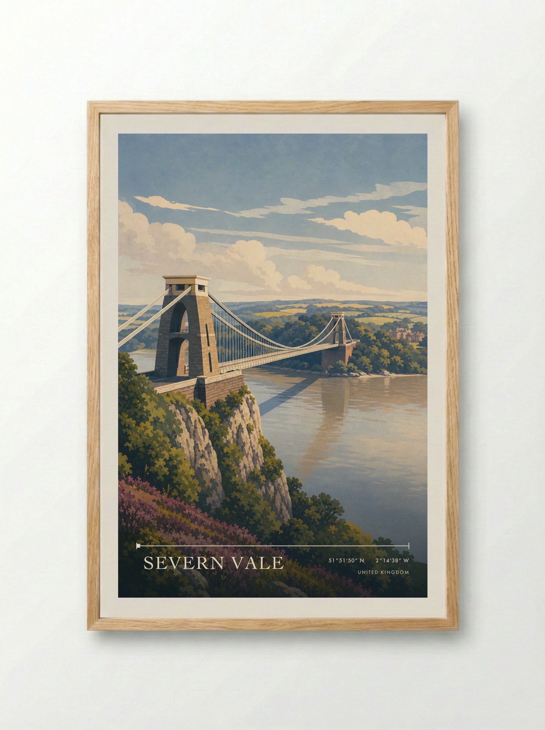 Severn Vale United Kingdom Travel Poster - Framed Print Wood