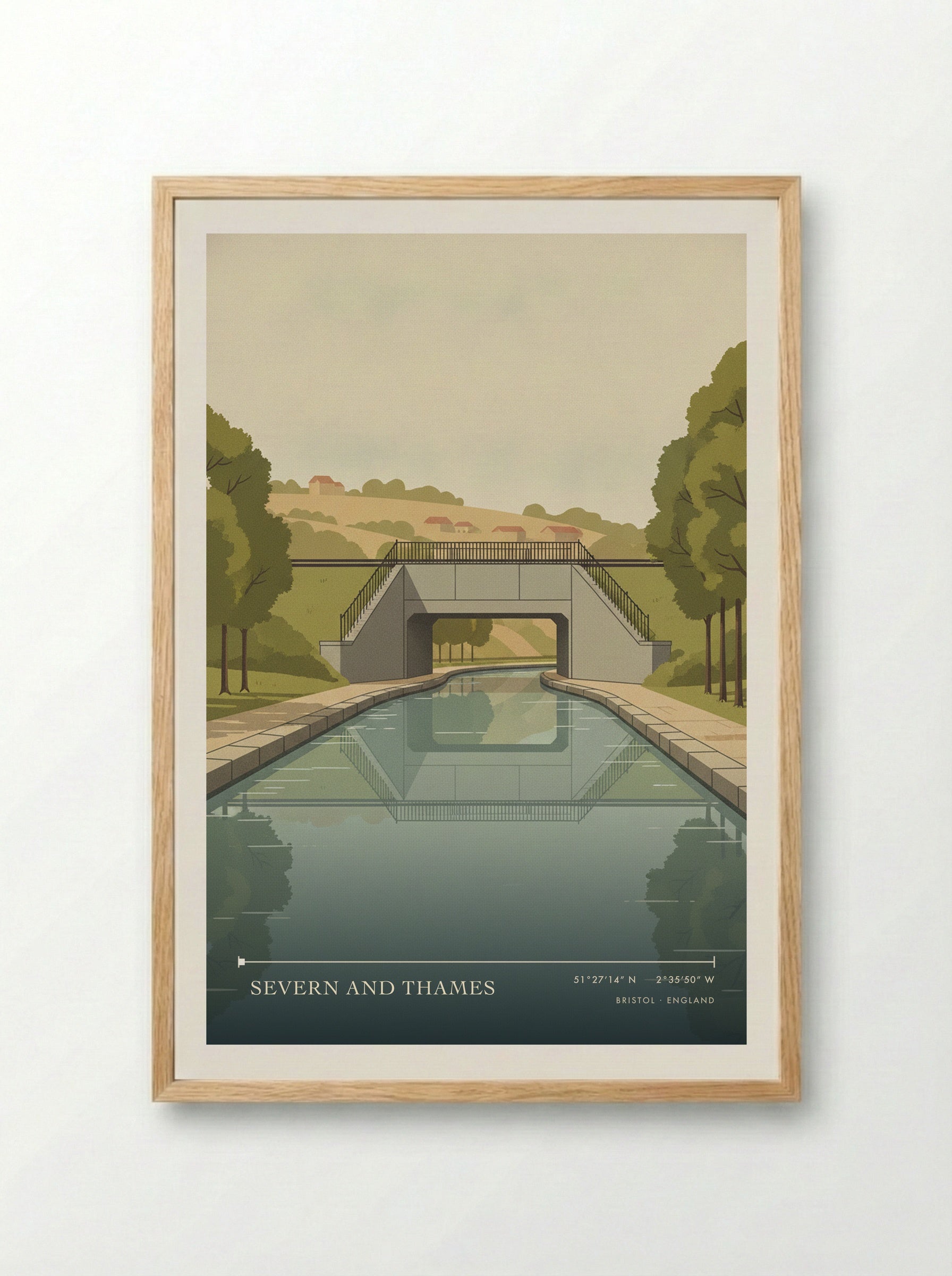 Severn and Thames Bristol England Travel Poster - Framed Print Wood