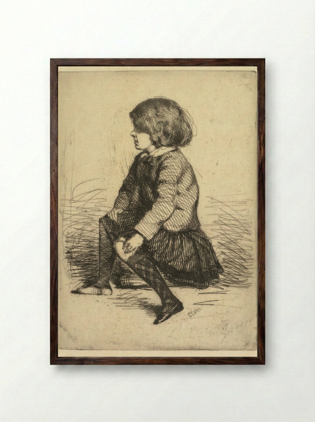 Seymour Haden Jr., Seated - James McNeill Whistler - Framed Print Dark Wood