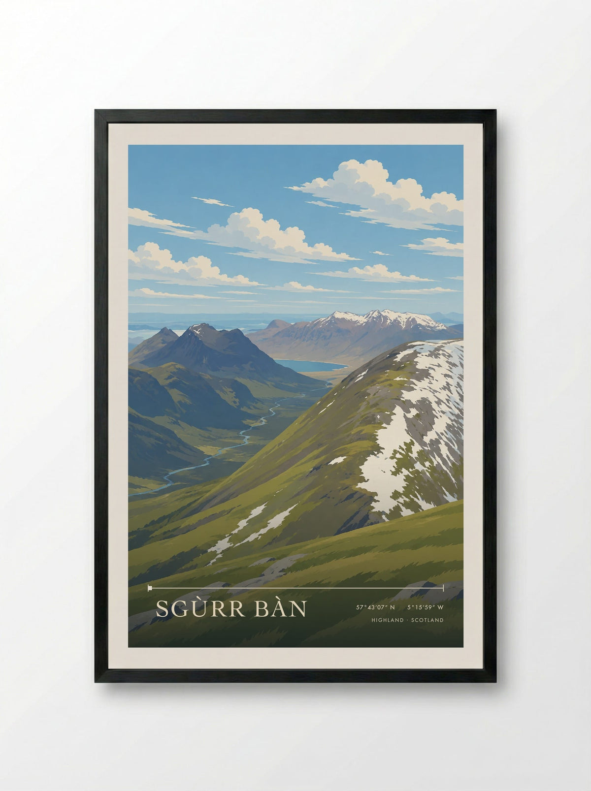 Sgùrr Bàn, Highland | Travel Poster - Framed Print Black