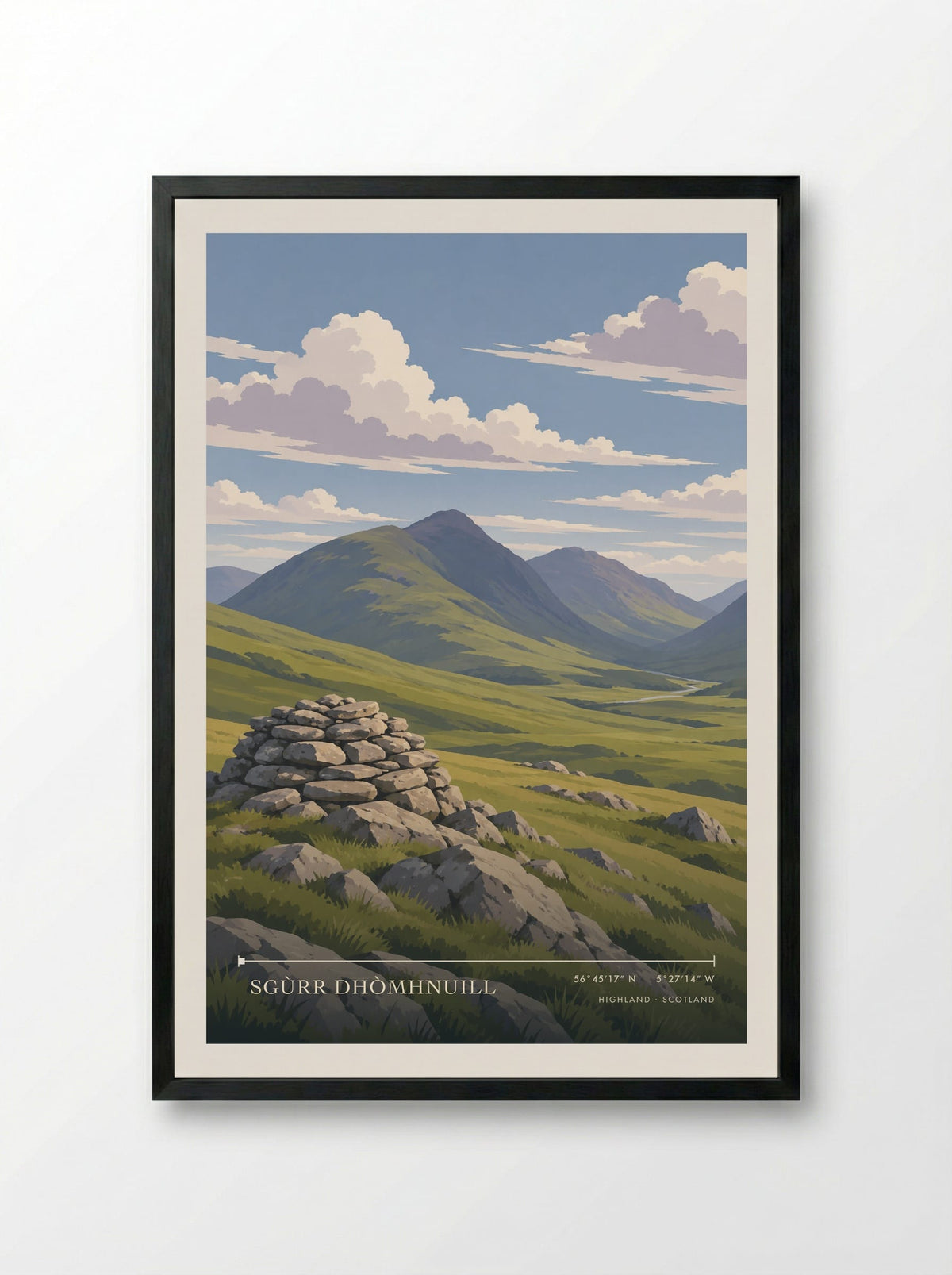 Sgùrr Dhòmhnuill, Highland | Travel Poster - Framed Print Black