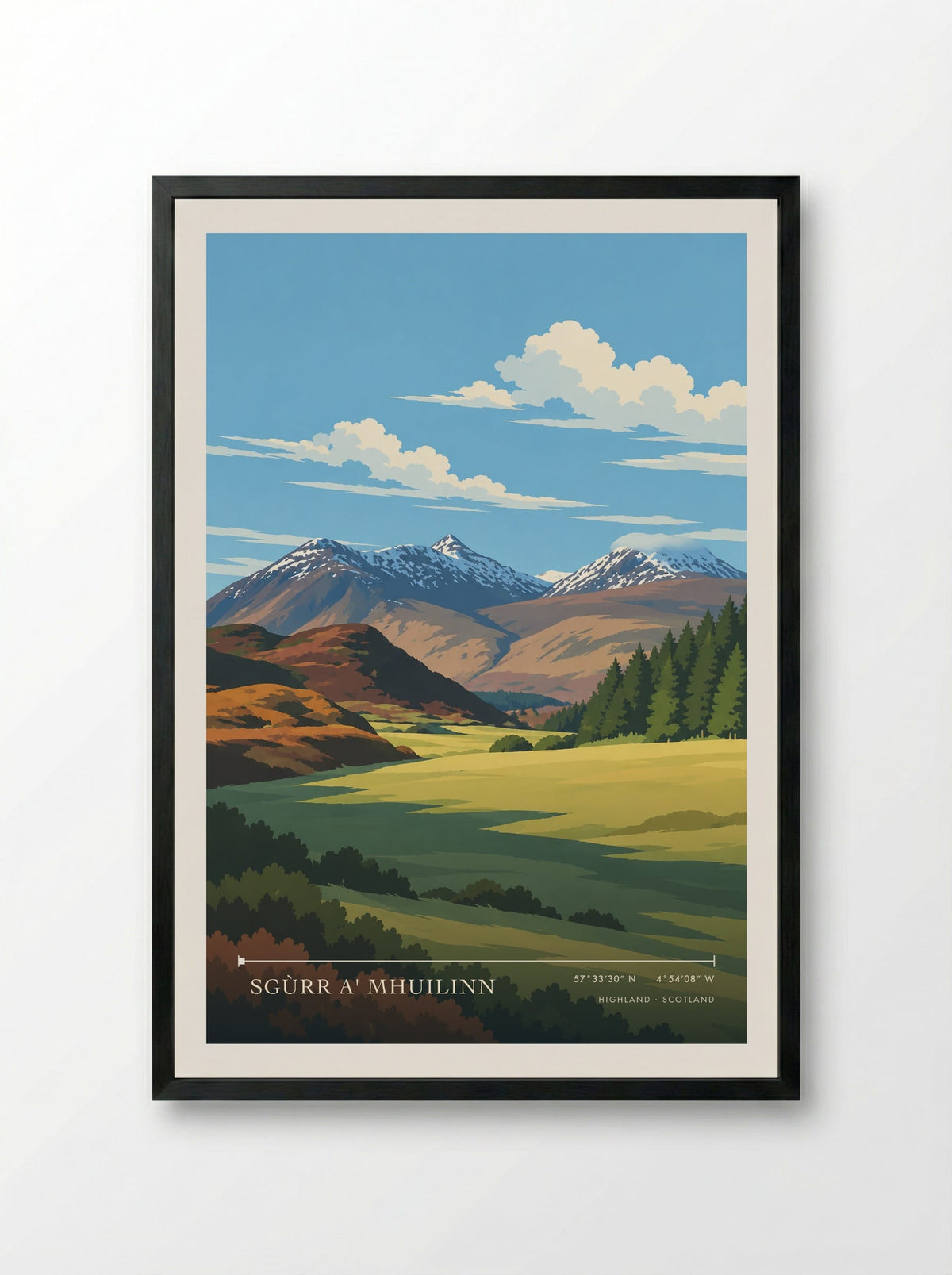 Sgùrr a' Mhuilinn, Highland | Travel Poster - Framed Print Black