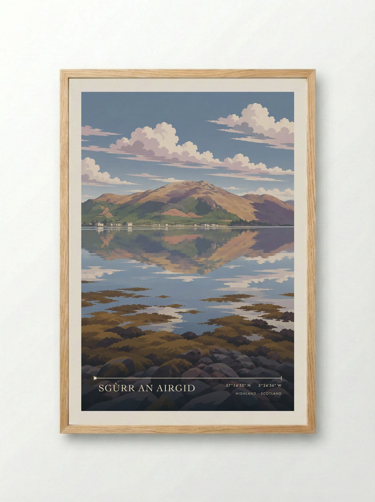 Sgùrr an Airgid, Highland | Travel Poster - Framed Print Wood