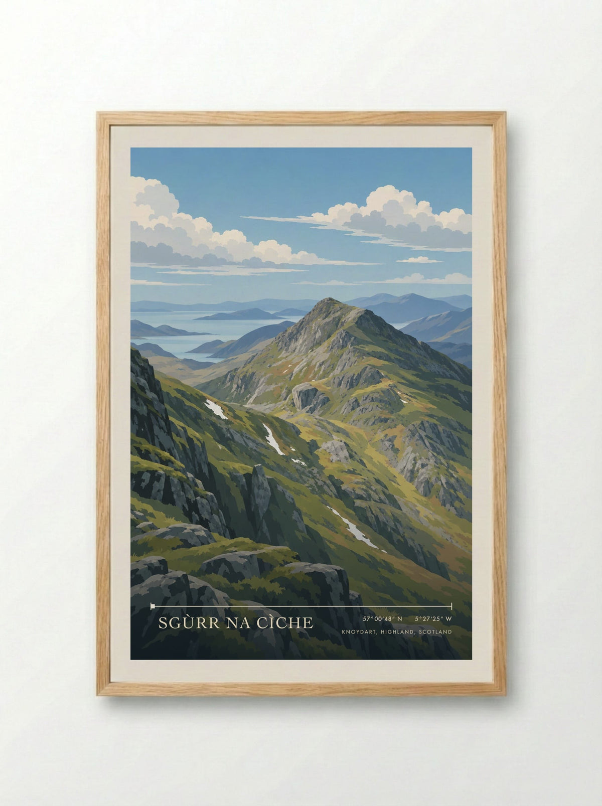 Sgùrr na Cìche, Knoydart, Highland, Scotland | Travel Poster - Framed Print Wood