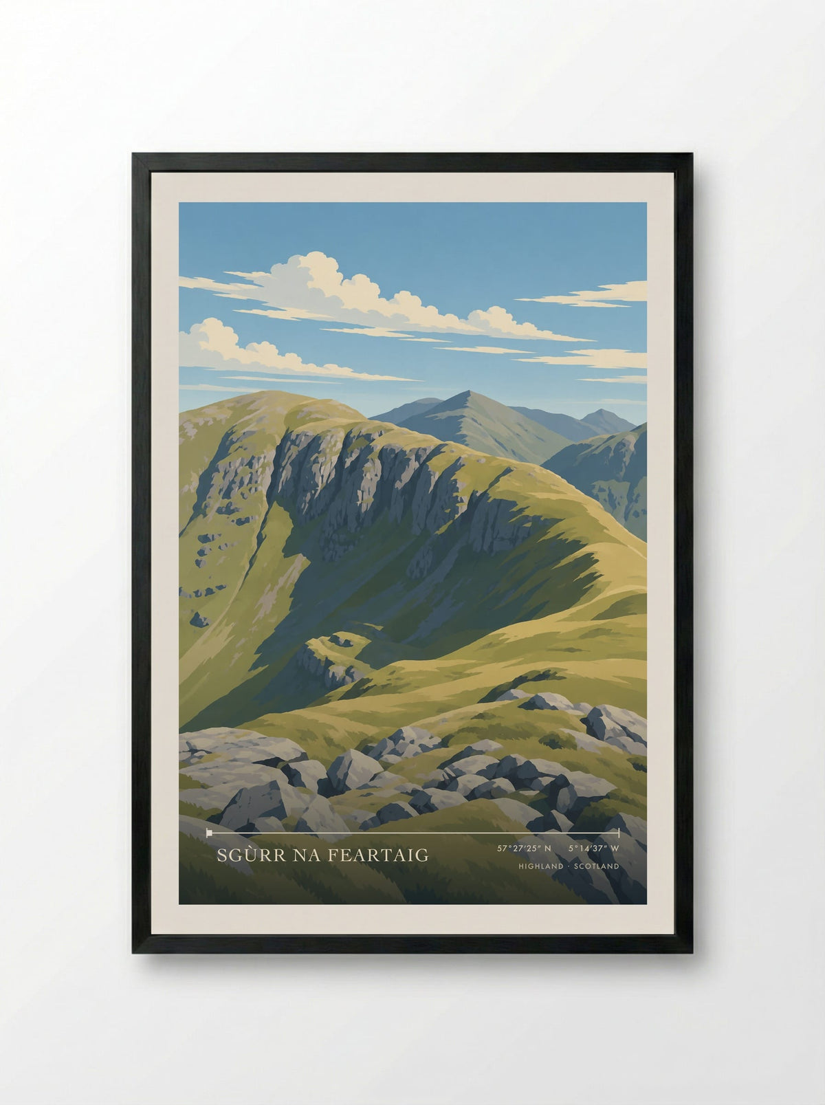Sgùrr na Feartaig, Highland | Travel Poster - Framed Print Black