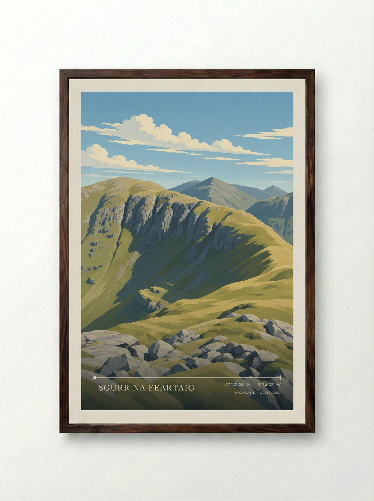 Sgùrr na Feartaig, Highland | Travel Poster - Framed Print Dark Wood