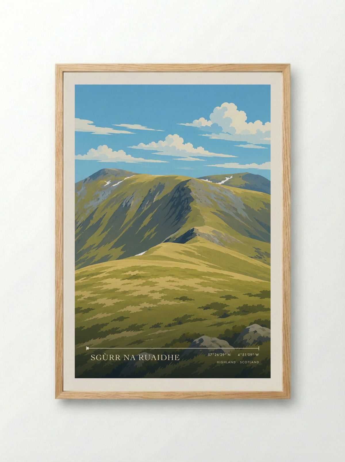 Sgùrr na Ruaidhe, Highland | Travel Poster - Framed Print Wood