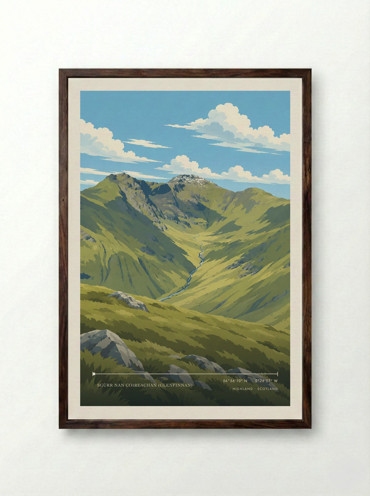 Sgùrr nan Coireachan (Glenfinnan), Highland | Travel Poster - Framed Print Dark Wood