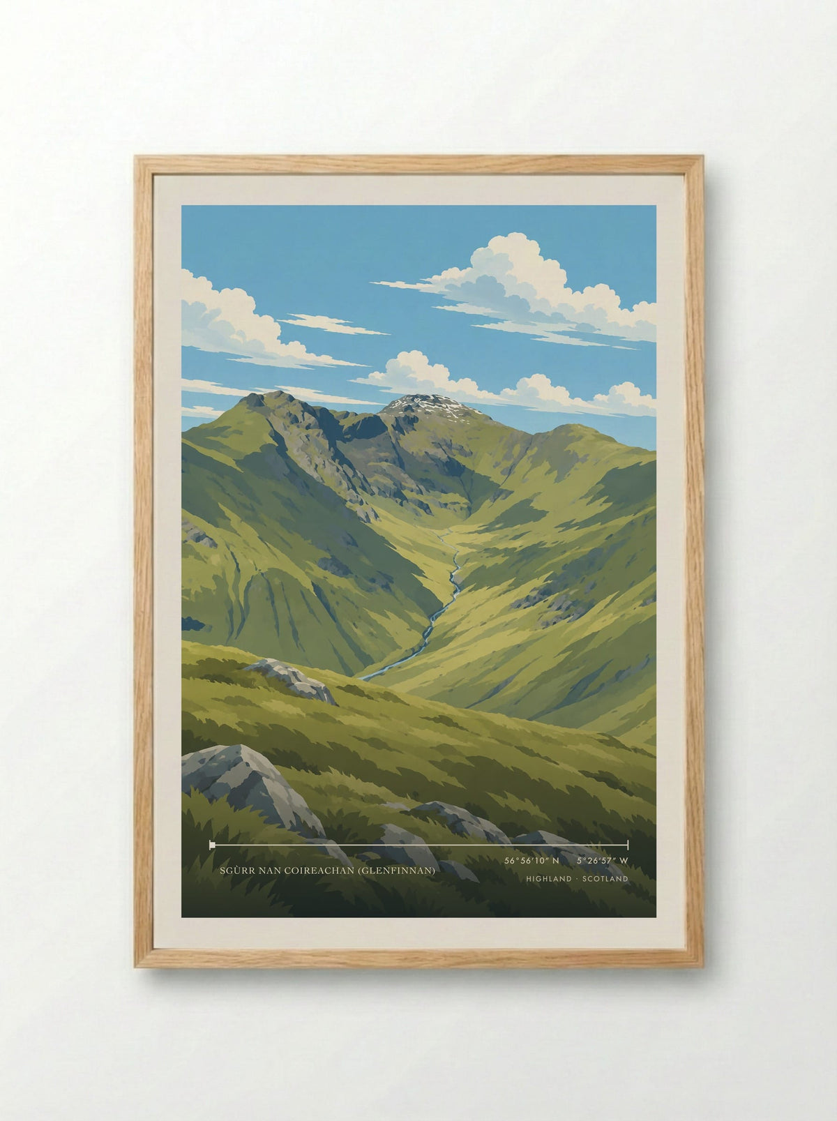 Sgùrr nan Coireachan (Glenfinnan), Highland | Travel Poster - Framed Print Wood