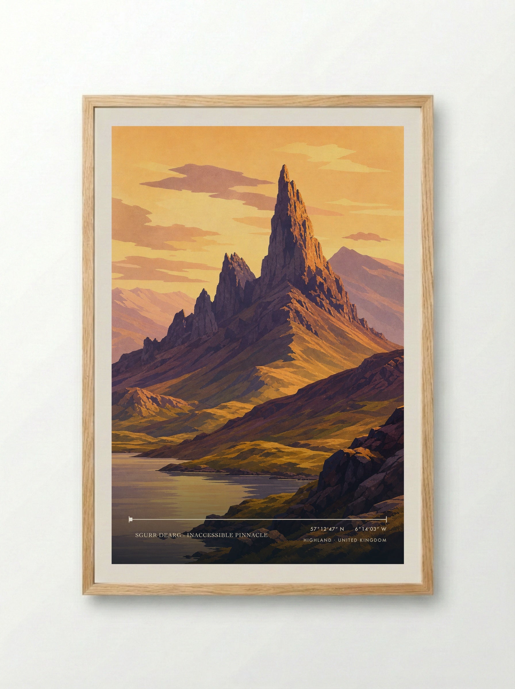 Sgurr Dearg - Inaccessible Pinnacle Highland United Kingdom Travel Poster - Framed Print Wood