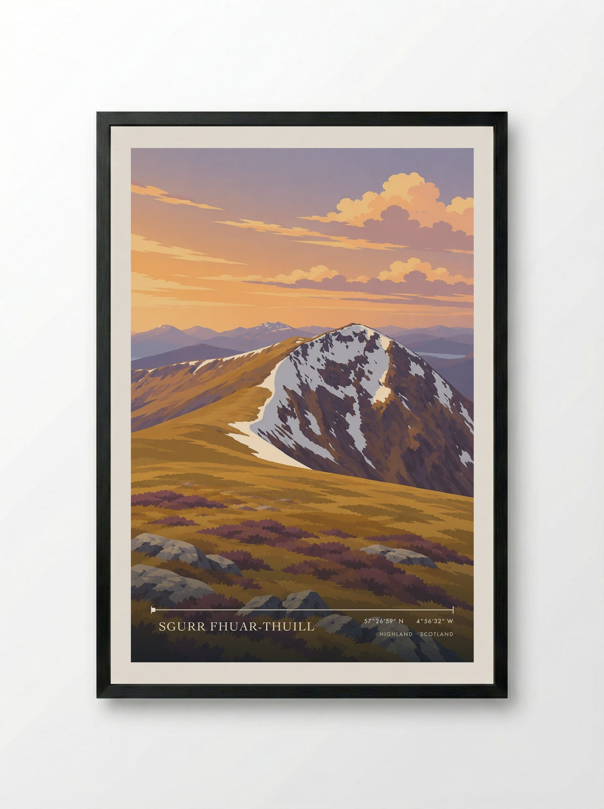Sgurr Fhuar-thuill, Highland | Travel Poster - Framed Print Black